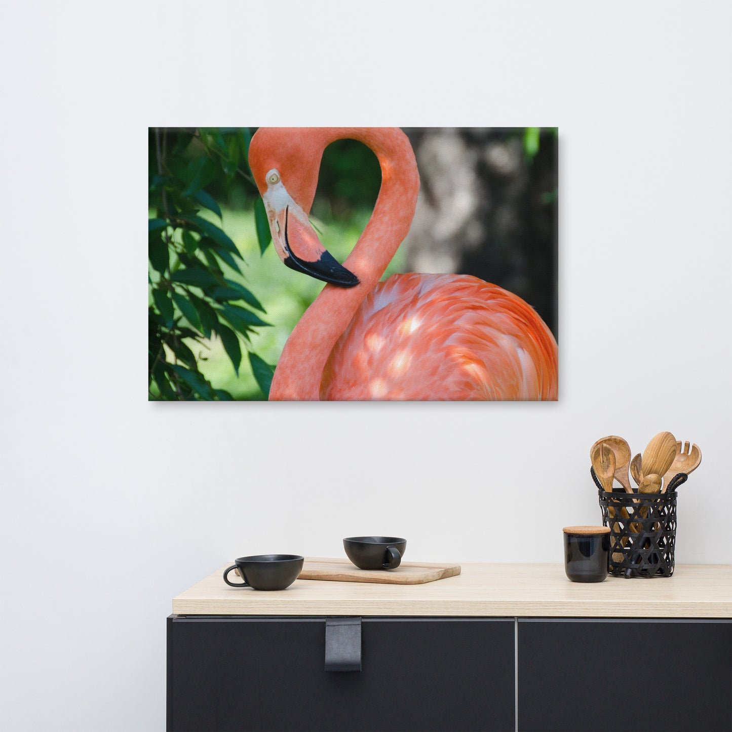 Pinky the Pink Flamingo Animal / Wildlife Photograph Canvas Wall Art Prints