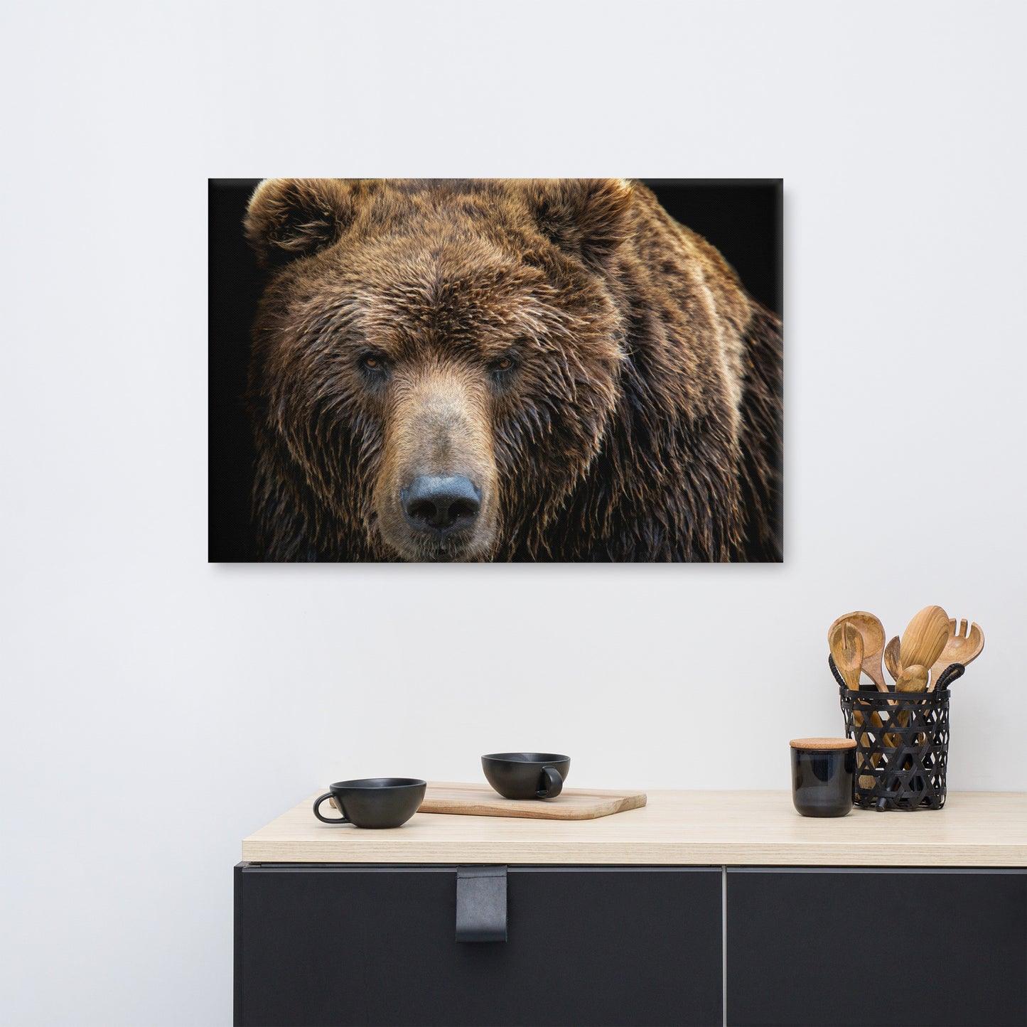 Brown Bear Face Close-up Animal Wildlife Photograph Canvas Wall Art Print
