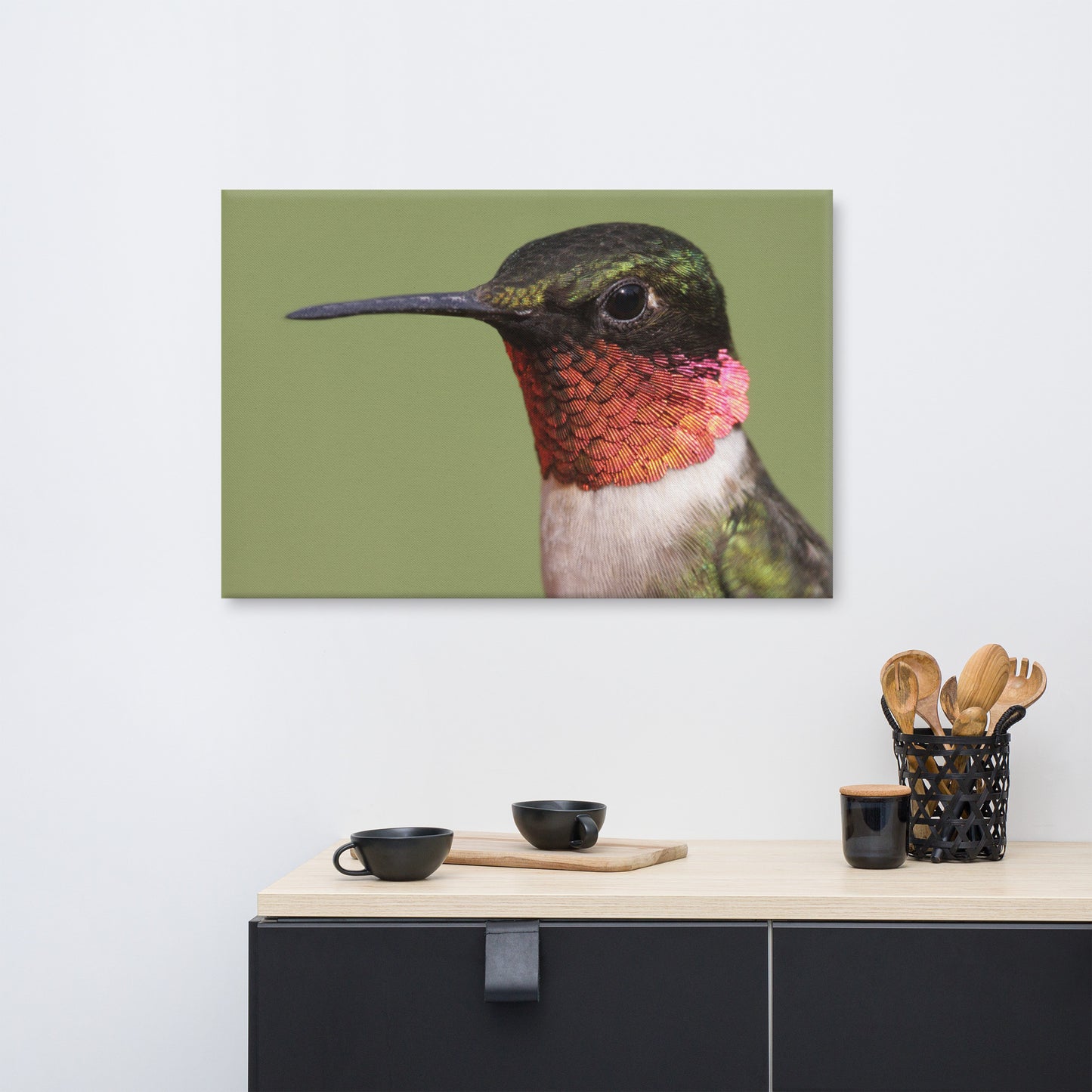 Close-up Ruby-throated Hummingbird Animal Wildlife Photograph Canvas Wall Art Prints