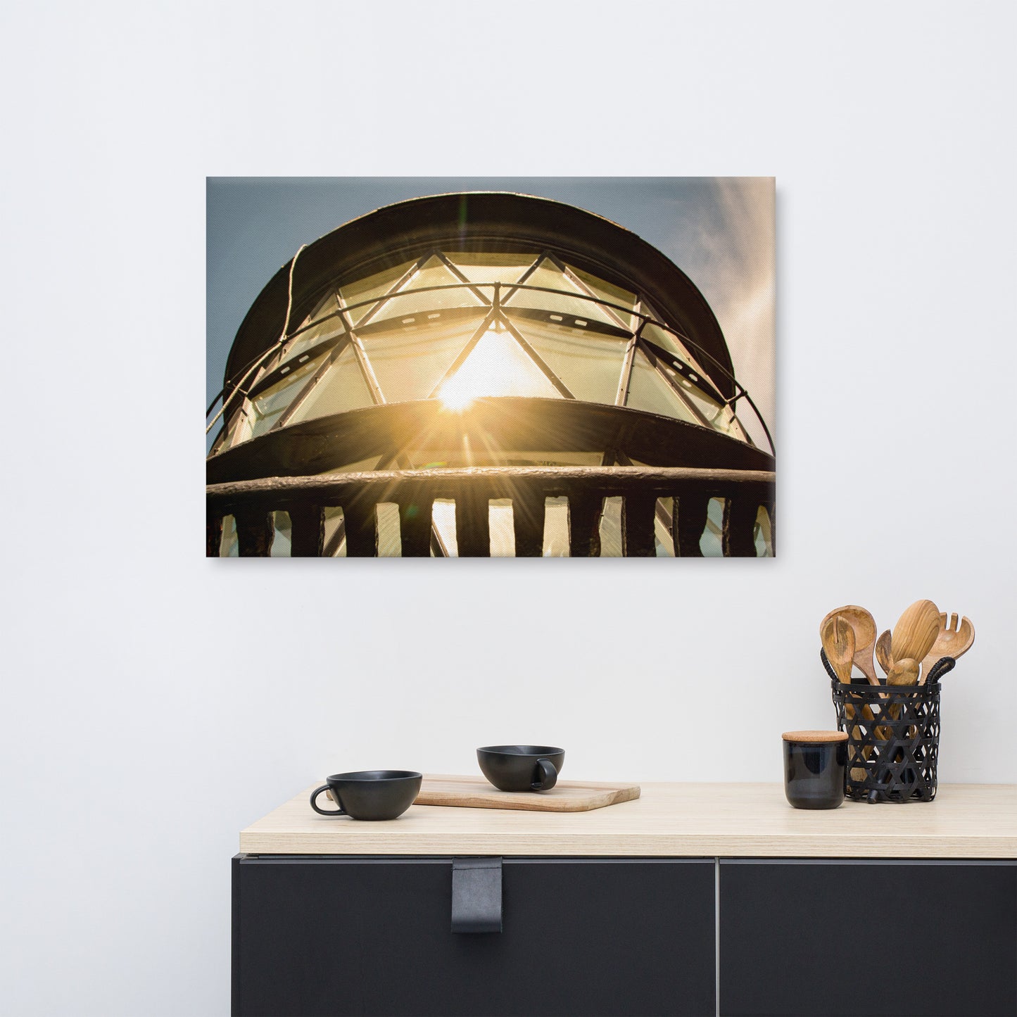 Sun Reflection on Glass Jupiter Lighthouse Canvas Wall Art Print