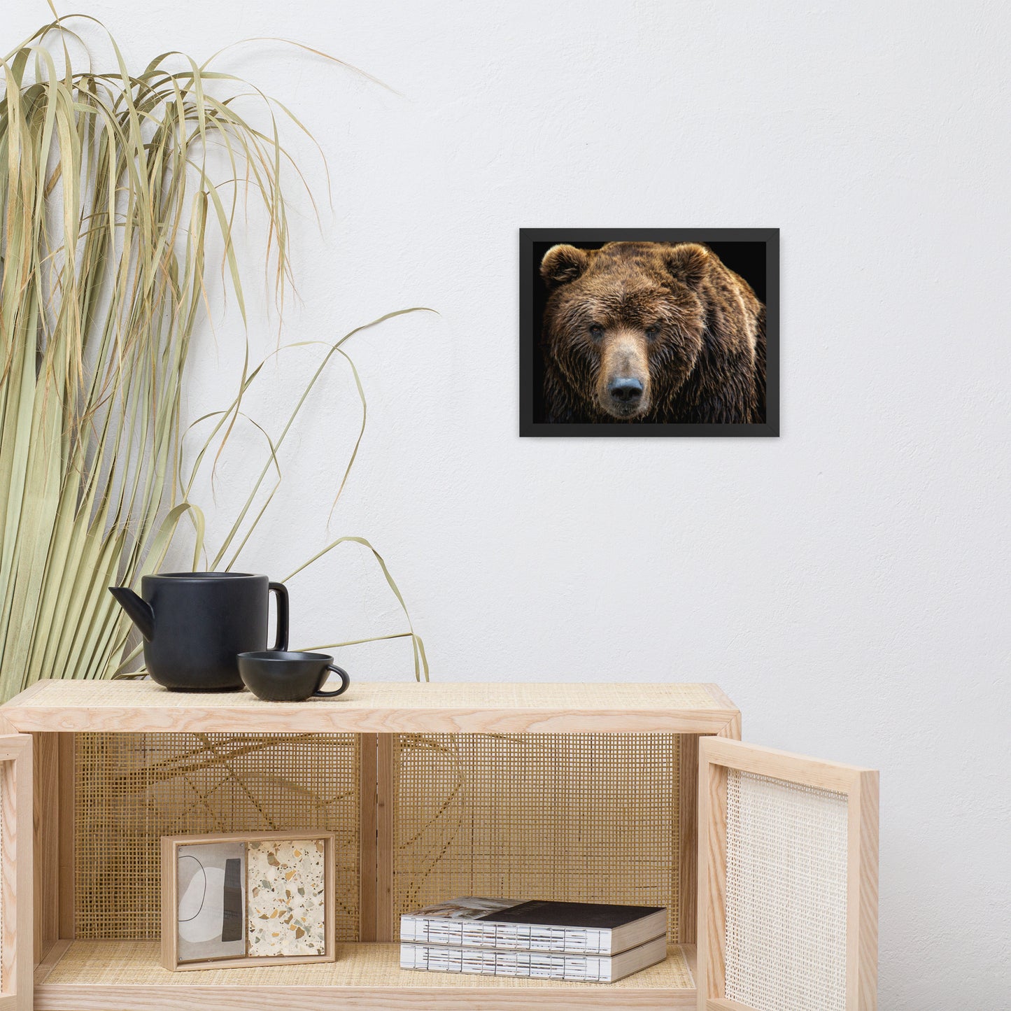 Brown Bear Face Close-up Animal Wildlife Photograph Framed Wall Art Print