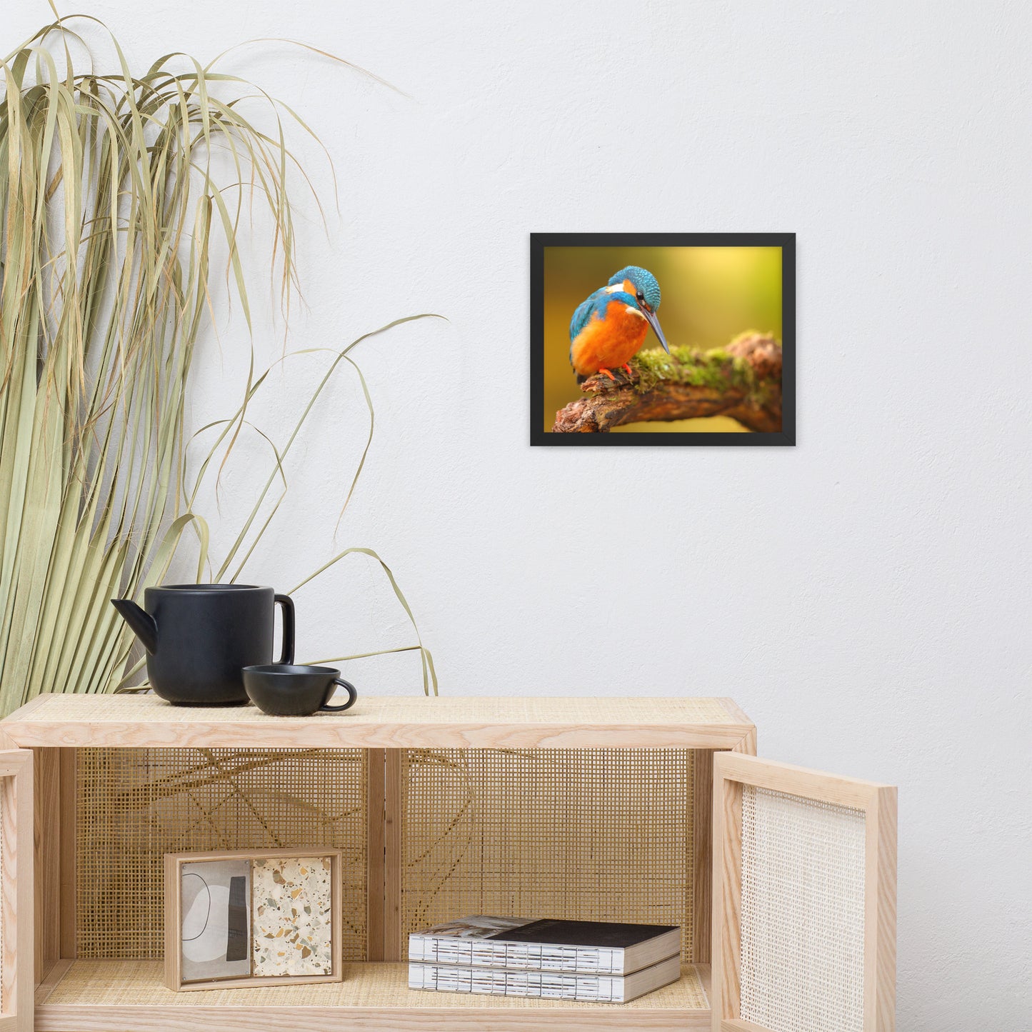 Kingfisher Bird on Perch 2 Animal Wildlife Photo Framed Wall Art Prints