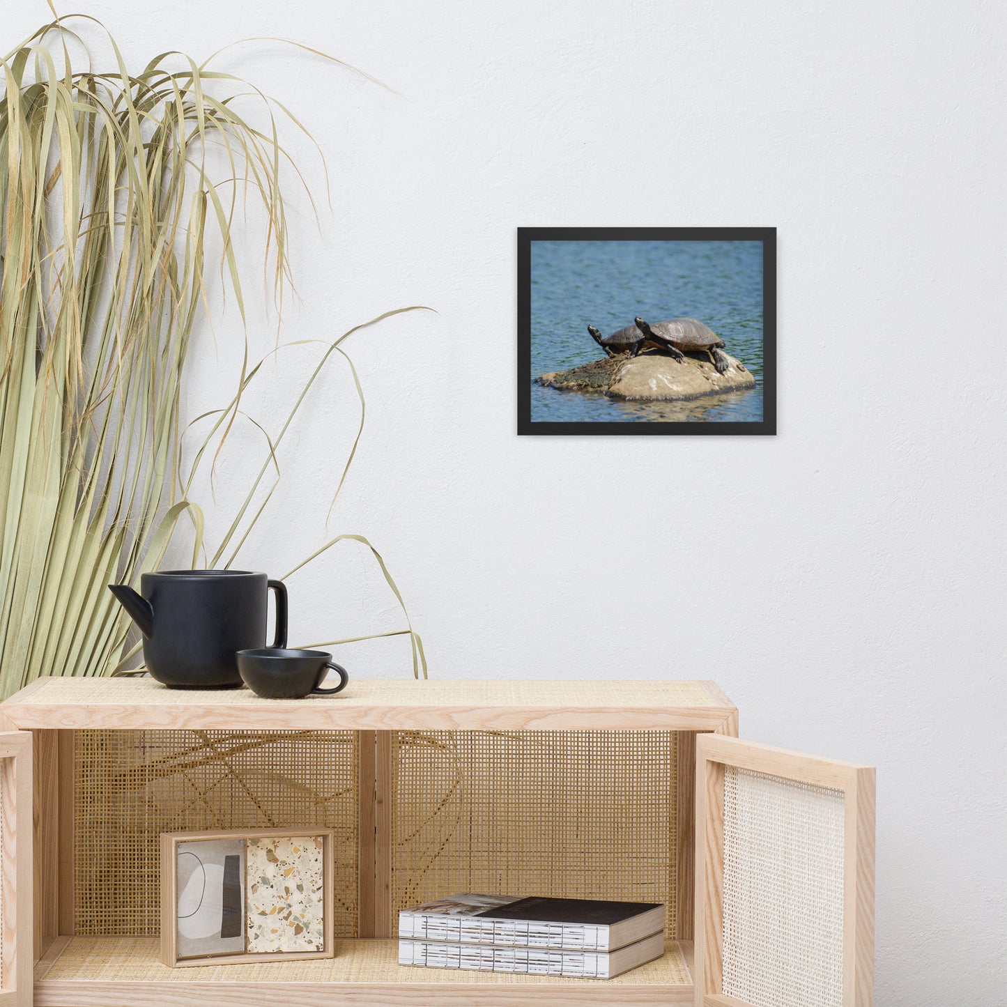Sunshine Rock with Turtles Animal Wildlife Photograph Framed Wall Art Prints