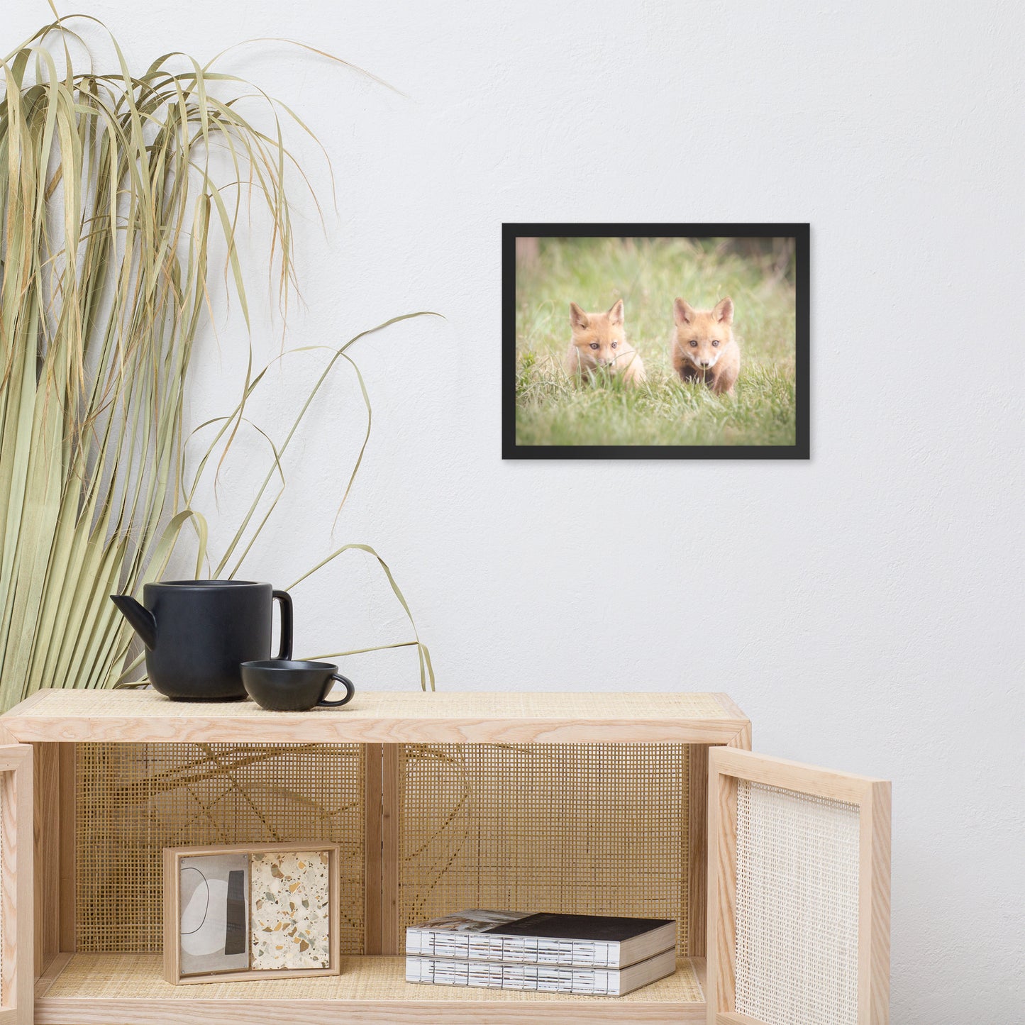 Baby Red Foxes Learning to Hunt Animal Wildlife Photograph Framed Wall Art Prints