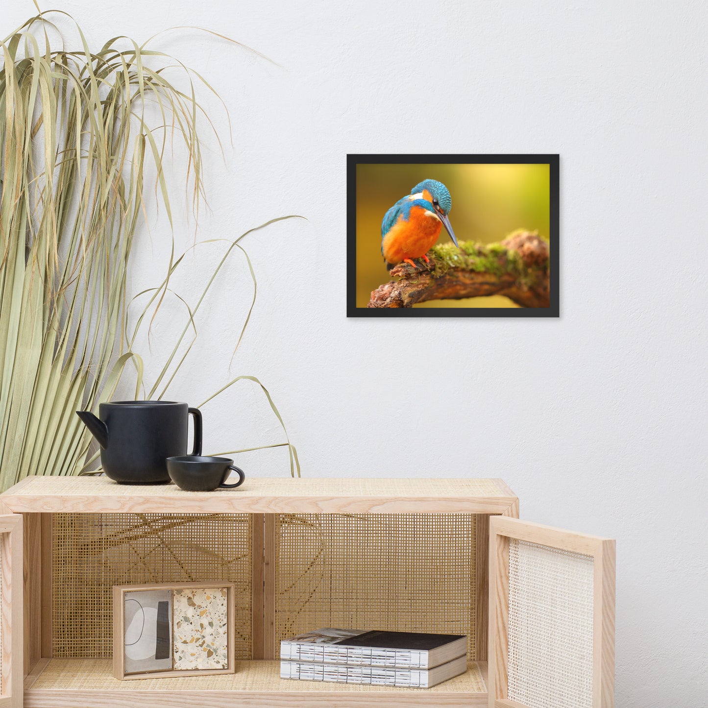 Kingfisher Bird on Perch 2 Animal Wildlife Photo Framed Wall Art Prints
