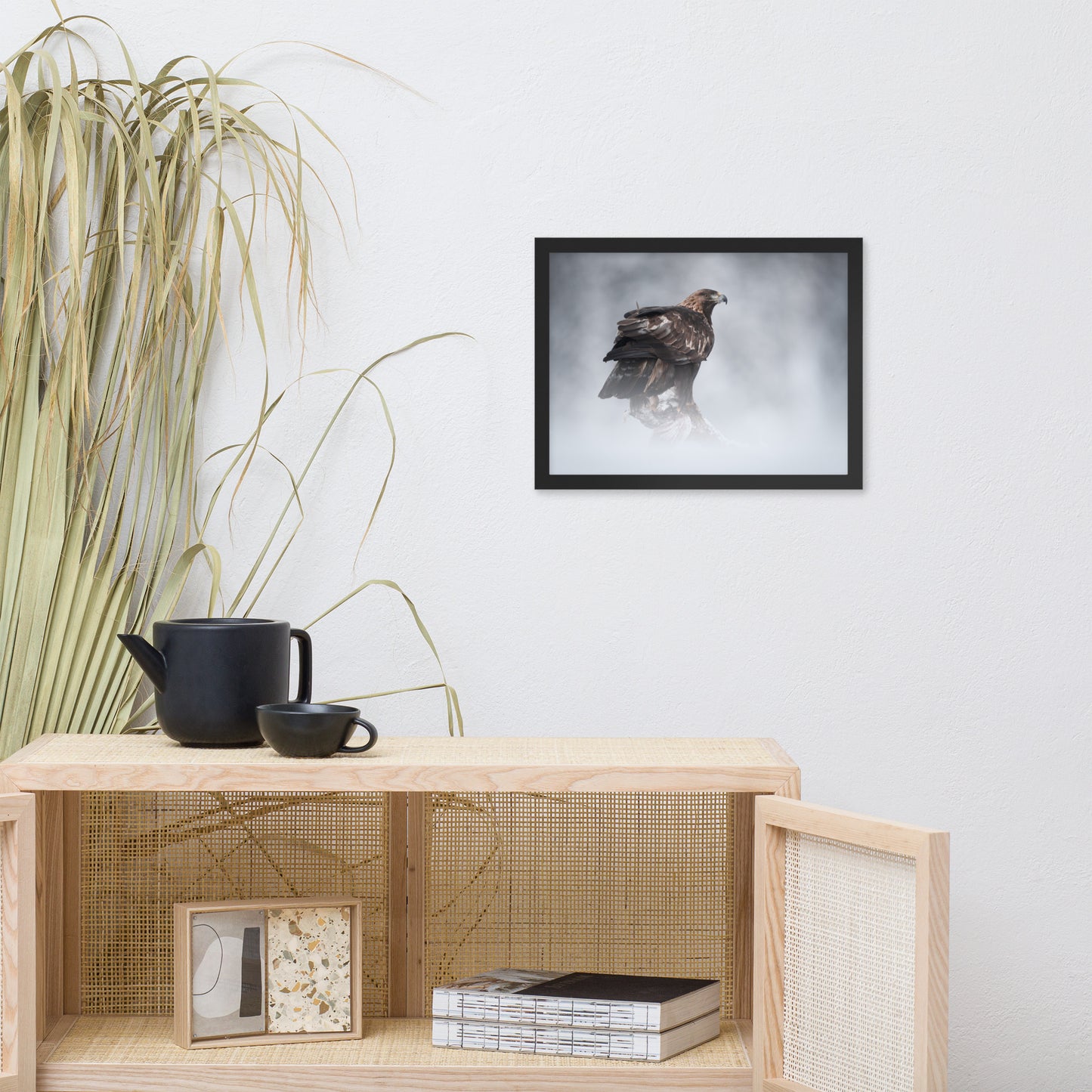 The Victor - Golden Eagle with Prey In The Mist Animal Wildlife Photograph Framed Wall Art Prints