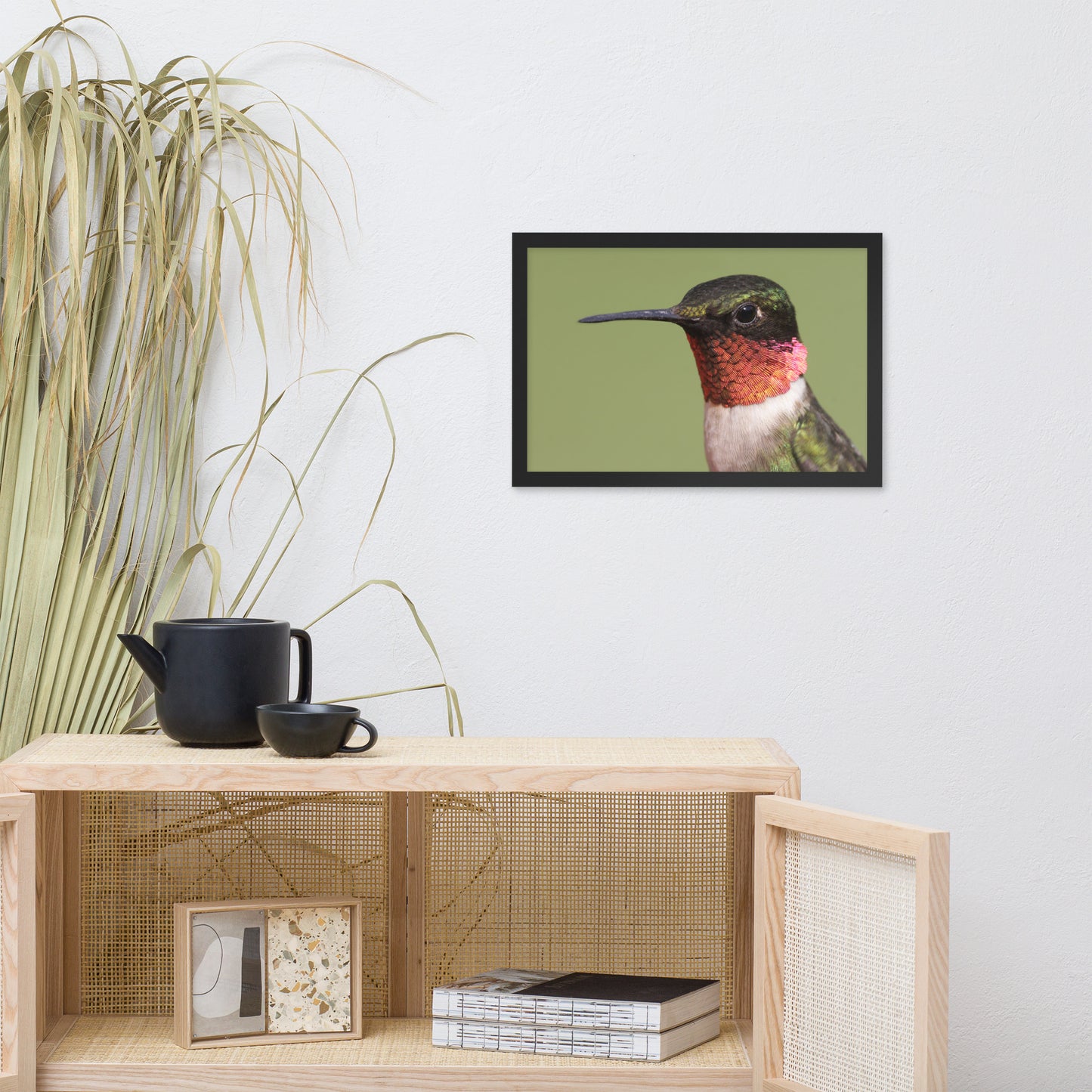 Close-up Ruby-throated Hummingbird Animal Wildlife Photograph Framed Wall Art Prints