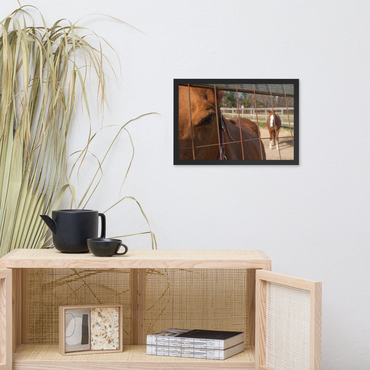 Fenced In Animal Horse Photograph Framed Wall Art Prints