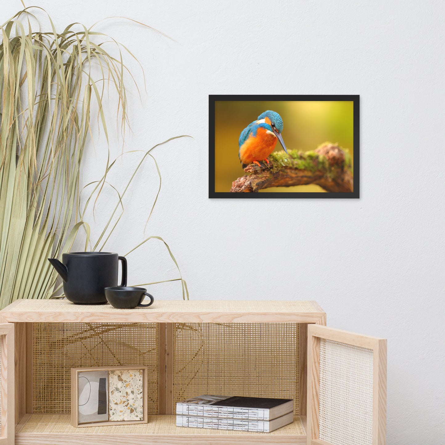 Kingfisher Bird on Perch 2 Animal Wildlife Photo Framed Wall Art Prints