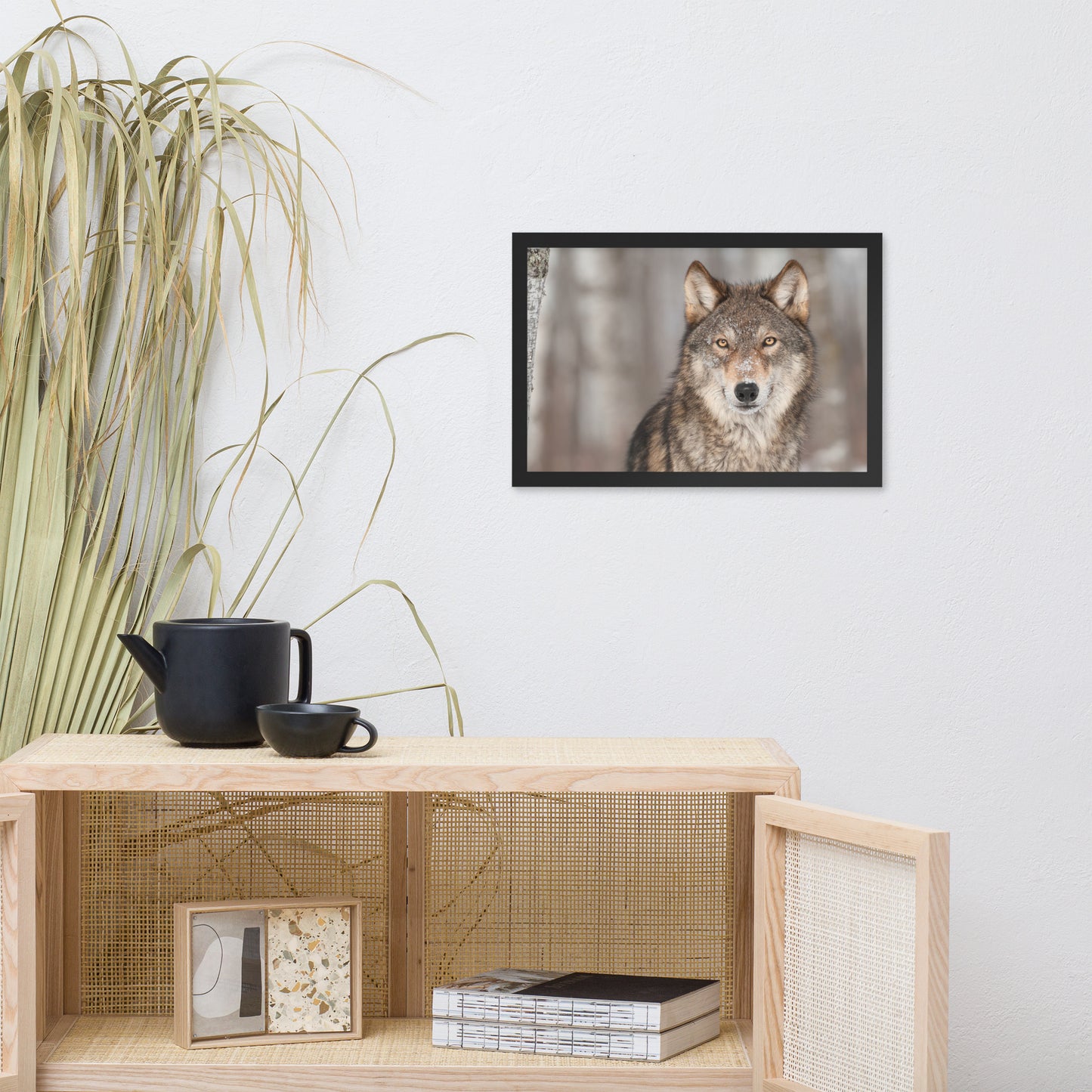 Portrait of Gray Wolf In The Forest Animal Wildlife Nature Photograph Framed Wall Art Prints