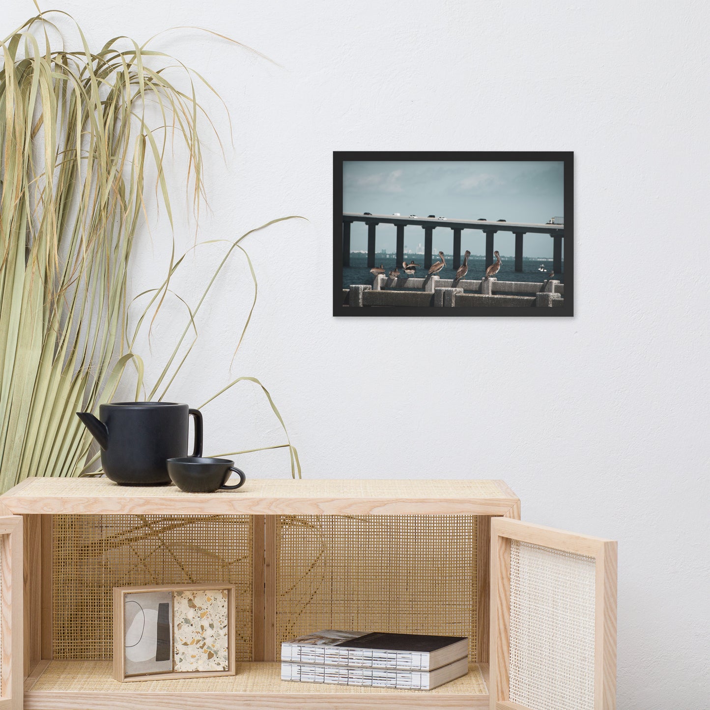 Skyway Bridge & Bob's Pelican Friends Wildlife Photo Framed Wall Art Prints