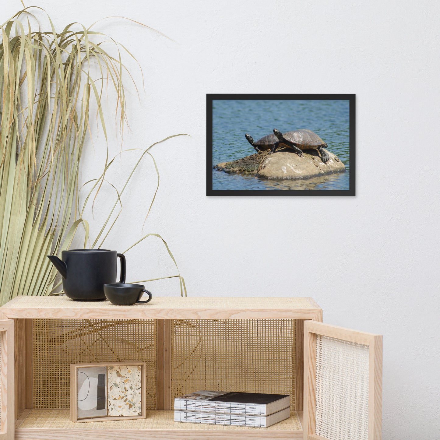 Sunshine Rock with Turtles Animal Wildlife Photograph Framed Wall Art Prints