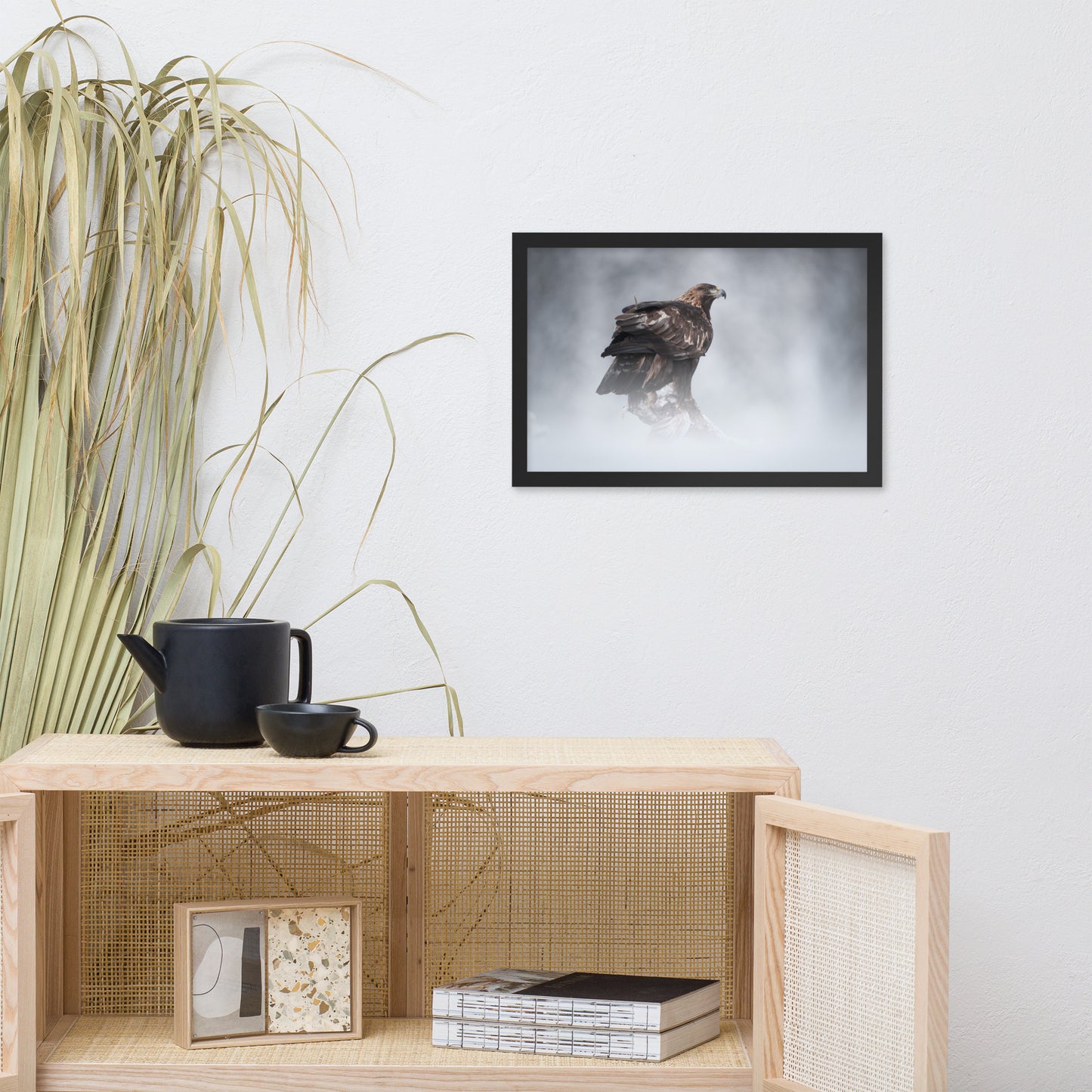 The Victor - Golden Eagle with Prey In The Mist Animal Wildlife Photograph Framed Wall Art Prints