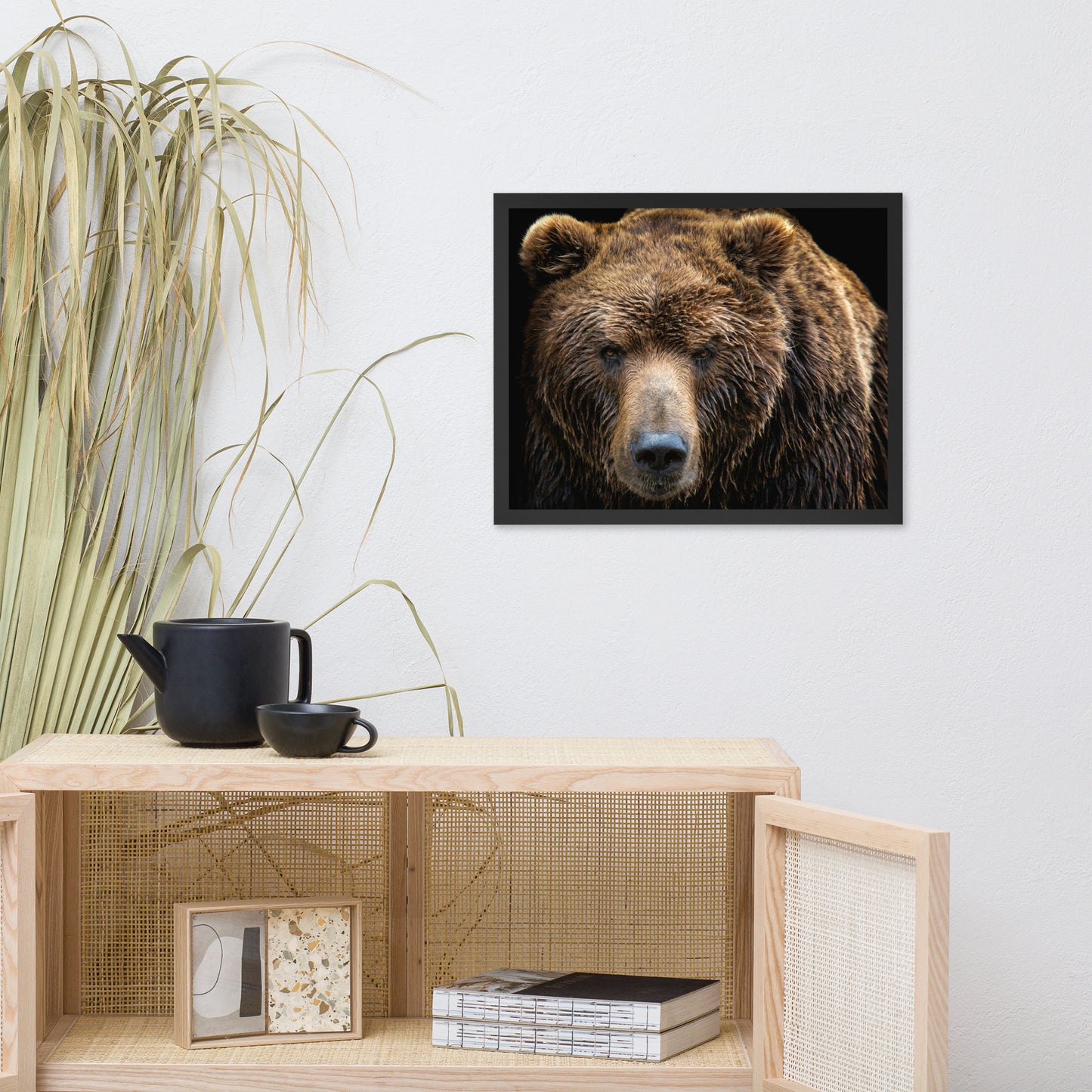 Brown Bear Face Close-up Animal Wildlife Photograph Framed Wall Art Print