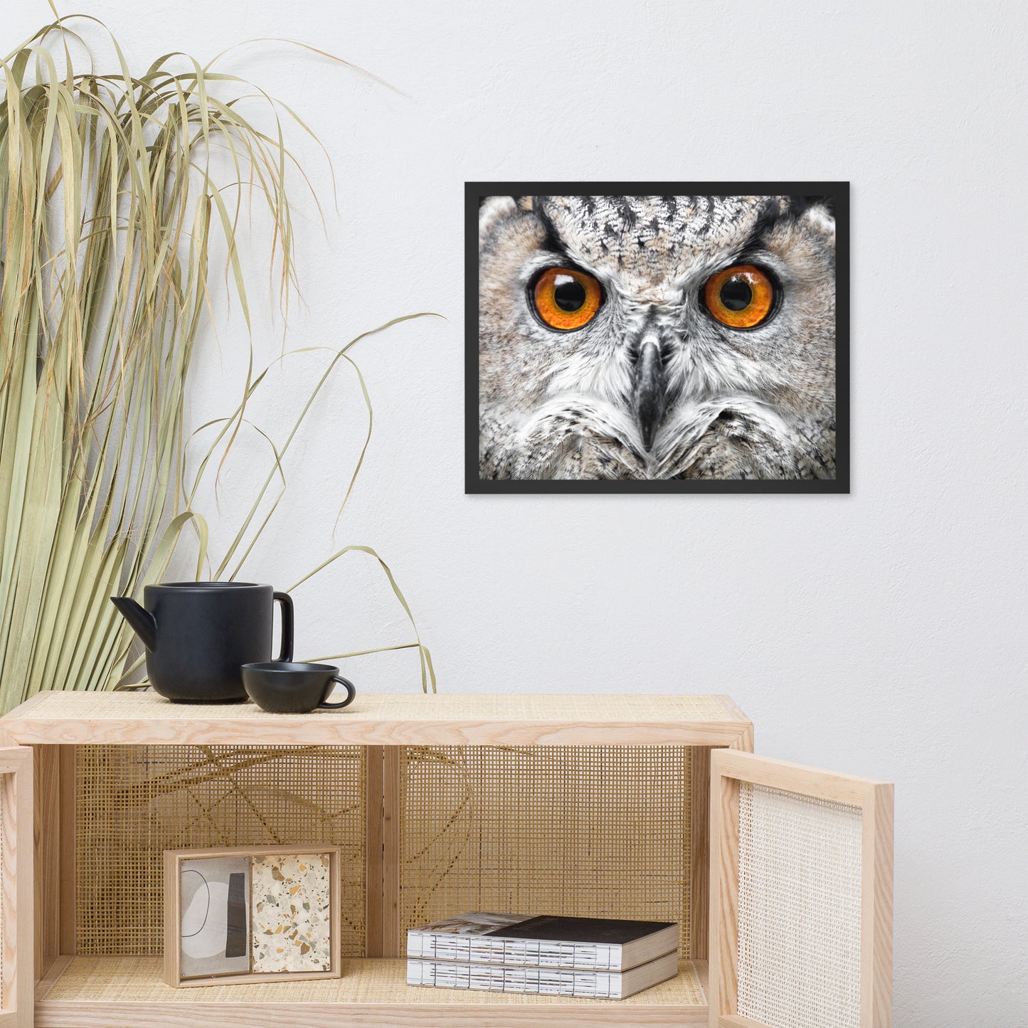 Close-up Yellow Owl Eyes Animal Wildlife Photograph Framed Wall Art Print