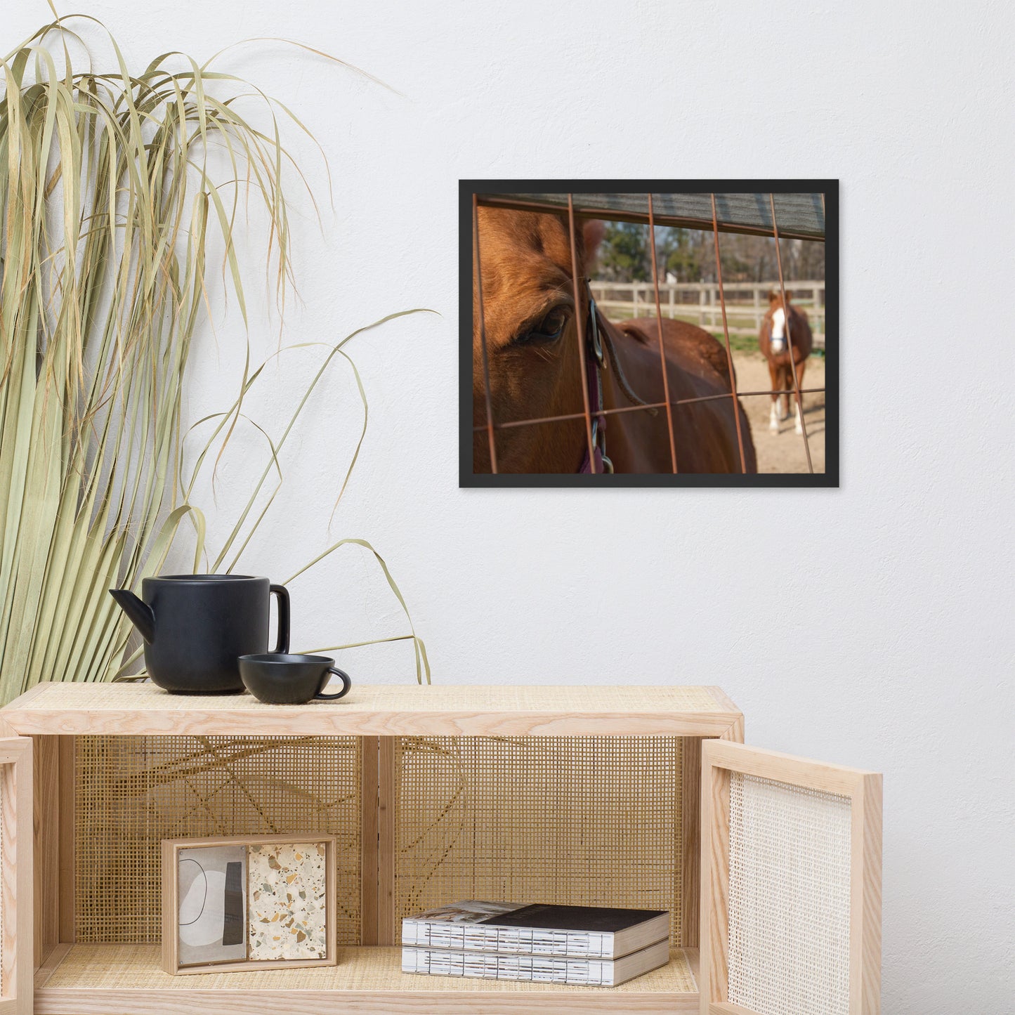 Fenced In Animal Horse Photograph Framed Wall Art Prints