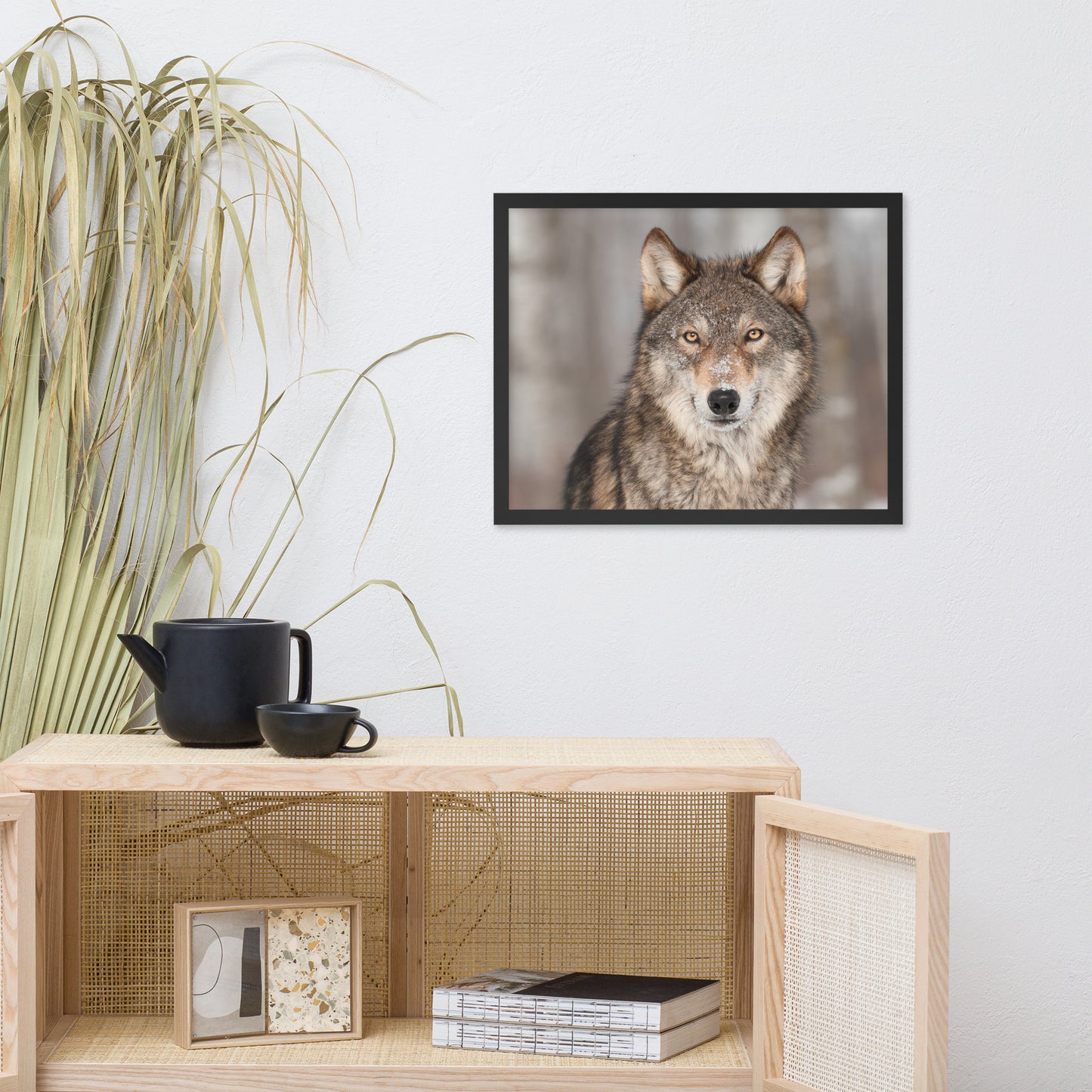 Portrait of Gray Wolf In The Forest Animal Wildlife Nature Photograph Framed Wall Art Prints