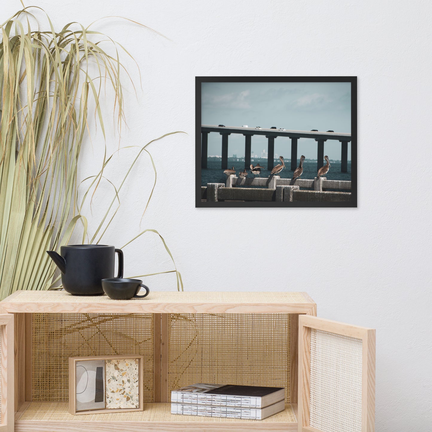 Skyway Bridge & Bob's Pelican Friends Wildlife Photo Framed Wall Art Prints