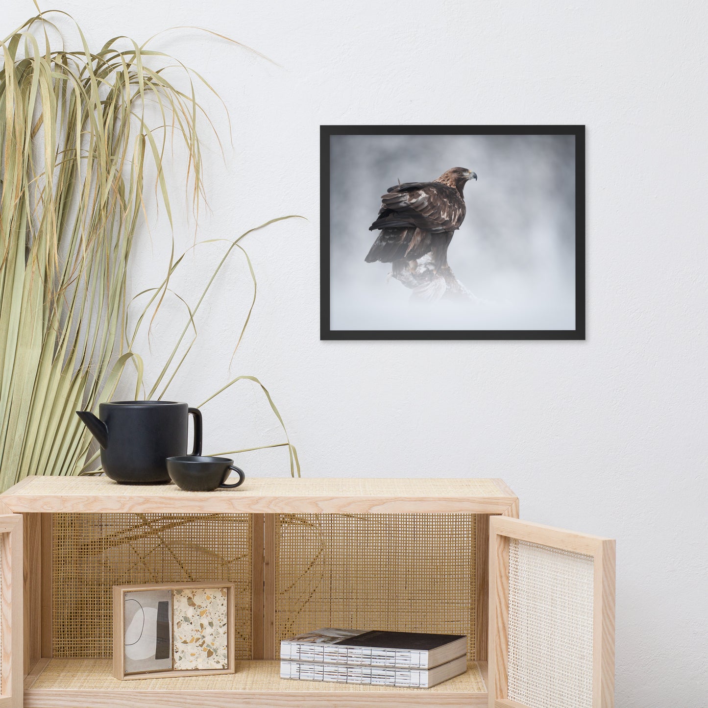 The Victor - Golden Eagle with Prey In The Mist Animal Wildlife Photograph Framed Wall Art Prints