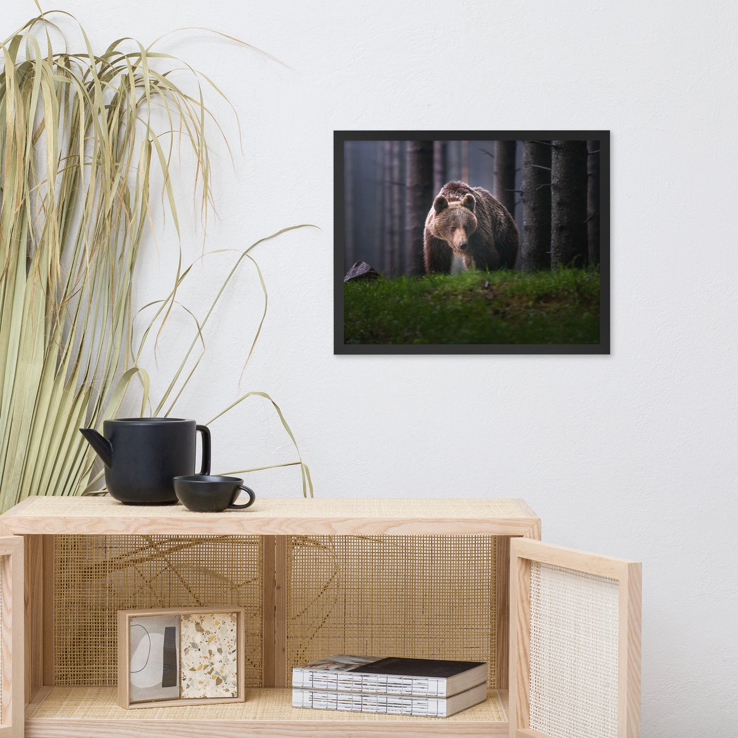 Brown Bear Walking Through Forest Wildlife Photo Framed Wall Art Prints
