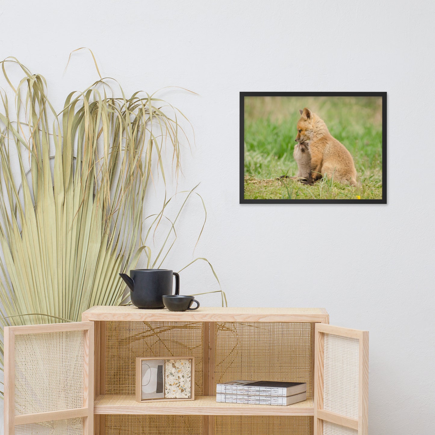 Baby Red Foxes Sibling Kisses Animal Wildlife Photograph Framed Wall Art Prints