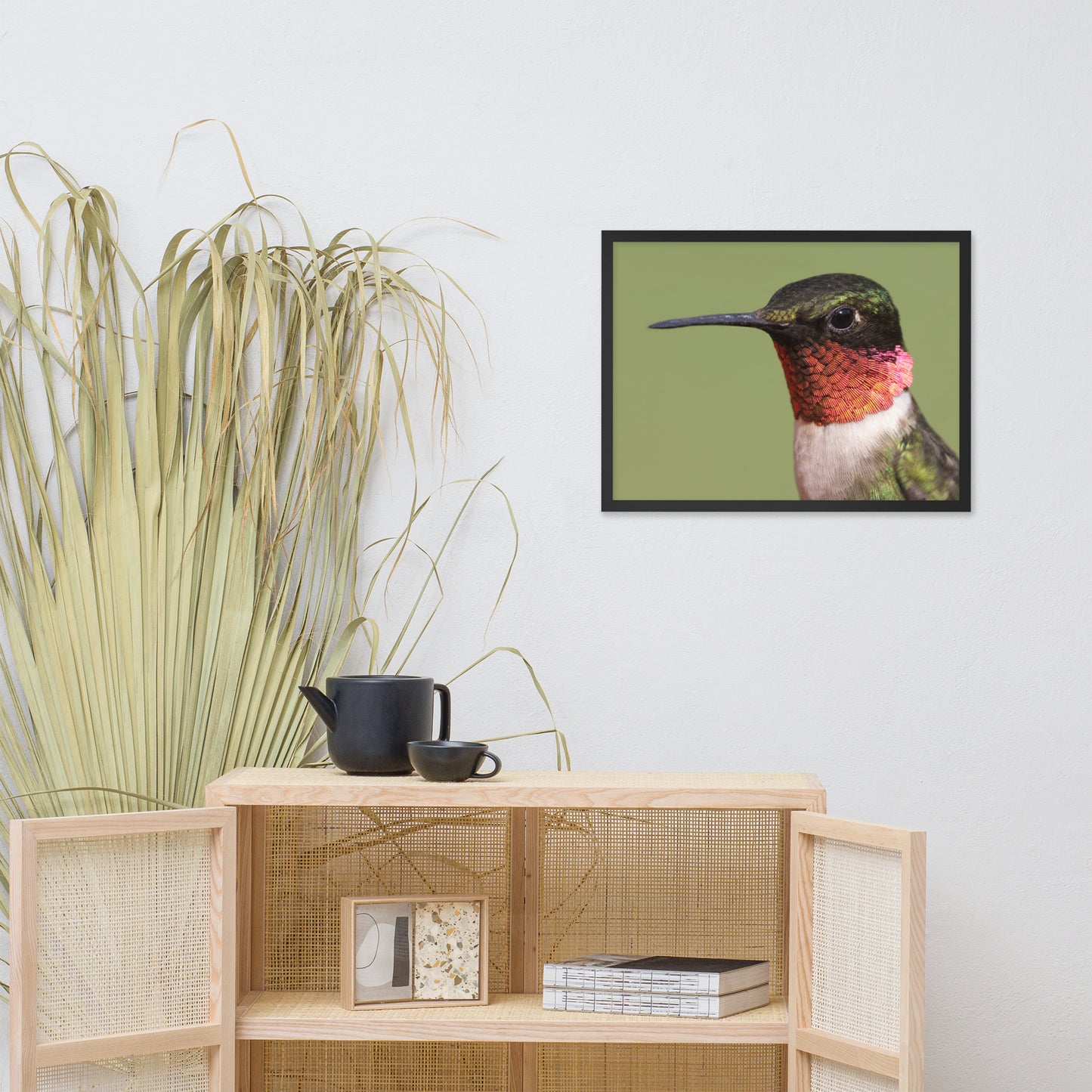 Close-up Ruby-throated Hummingbird Animal Wildlife Photograph Framed Wall Art Prints