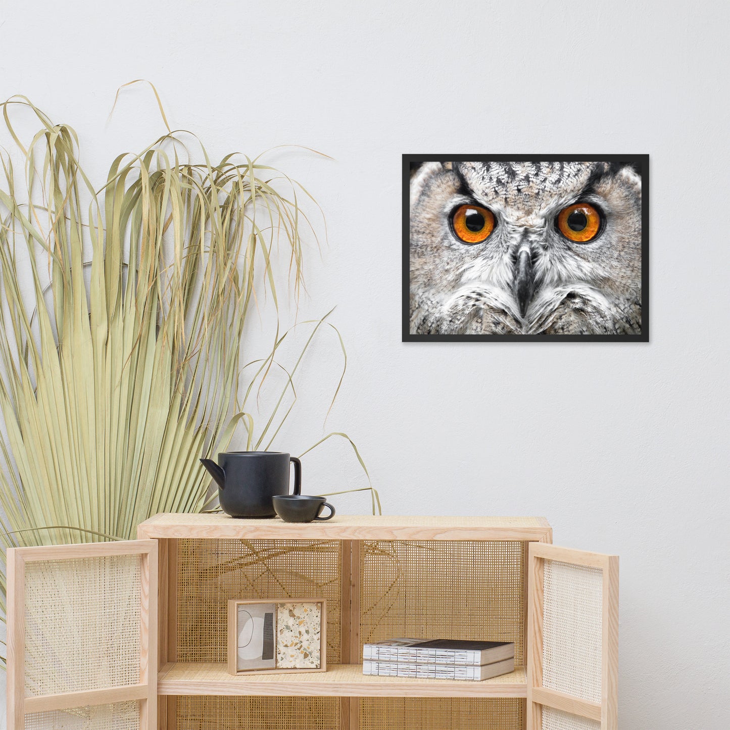Close-up Yellow Owl Eyes Animal Wildlife Photograph Framed Wall Art Print