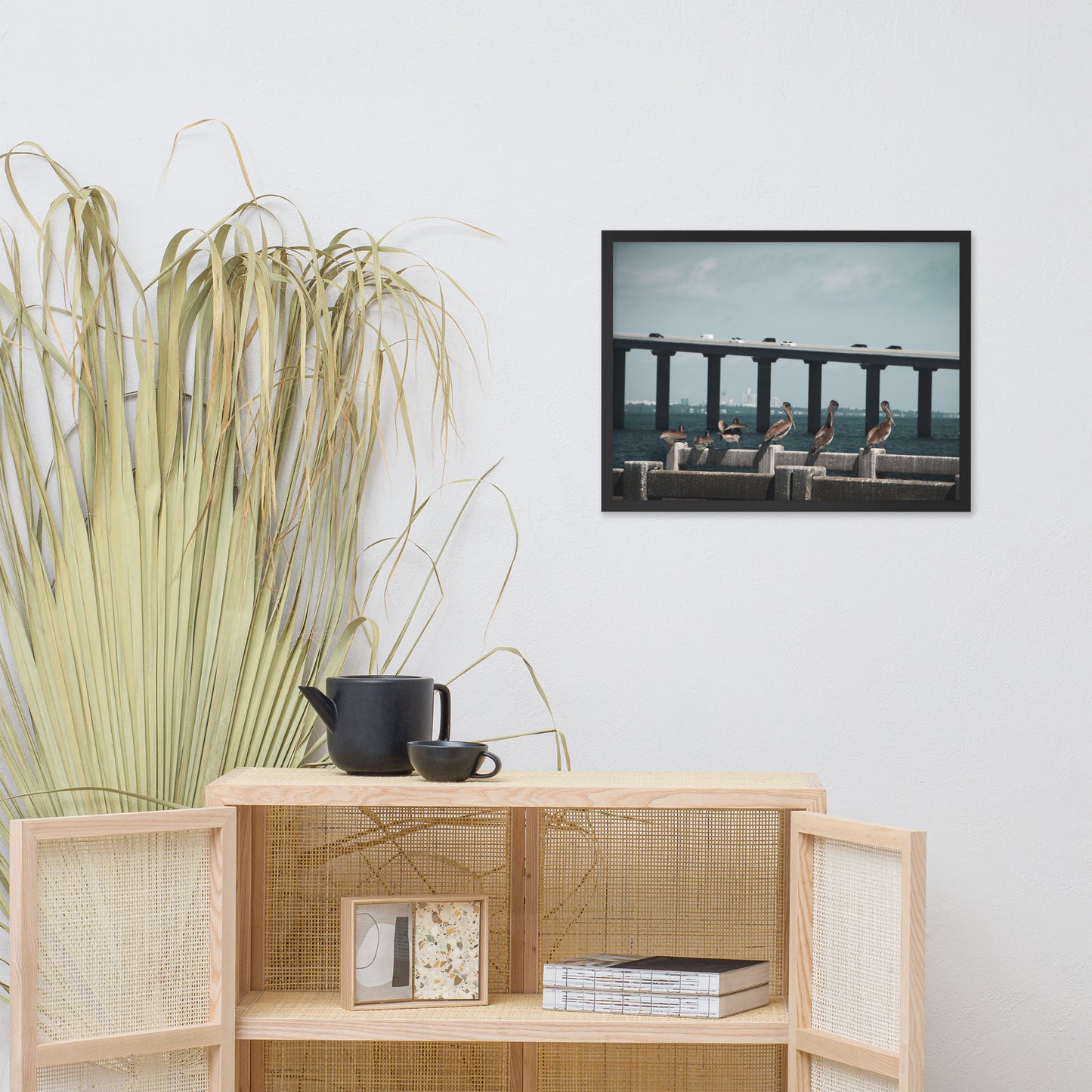 Skyway Bridge & Bob's Pelican Friends Wildlife Photo Framed Wall Art Prints