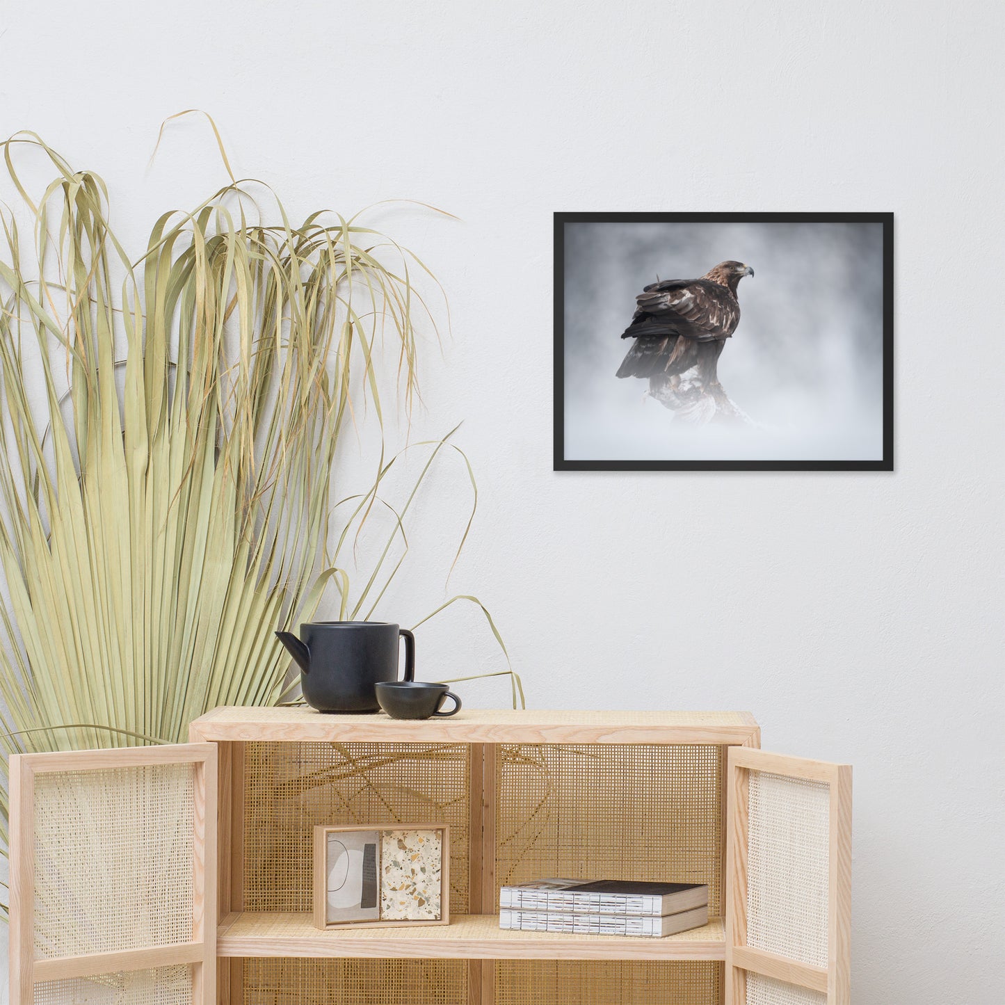 The Victor - Golden Eagle with Prey In The Mist Animal Wildlife Photograph Framed Wall Art Prints