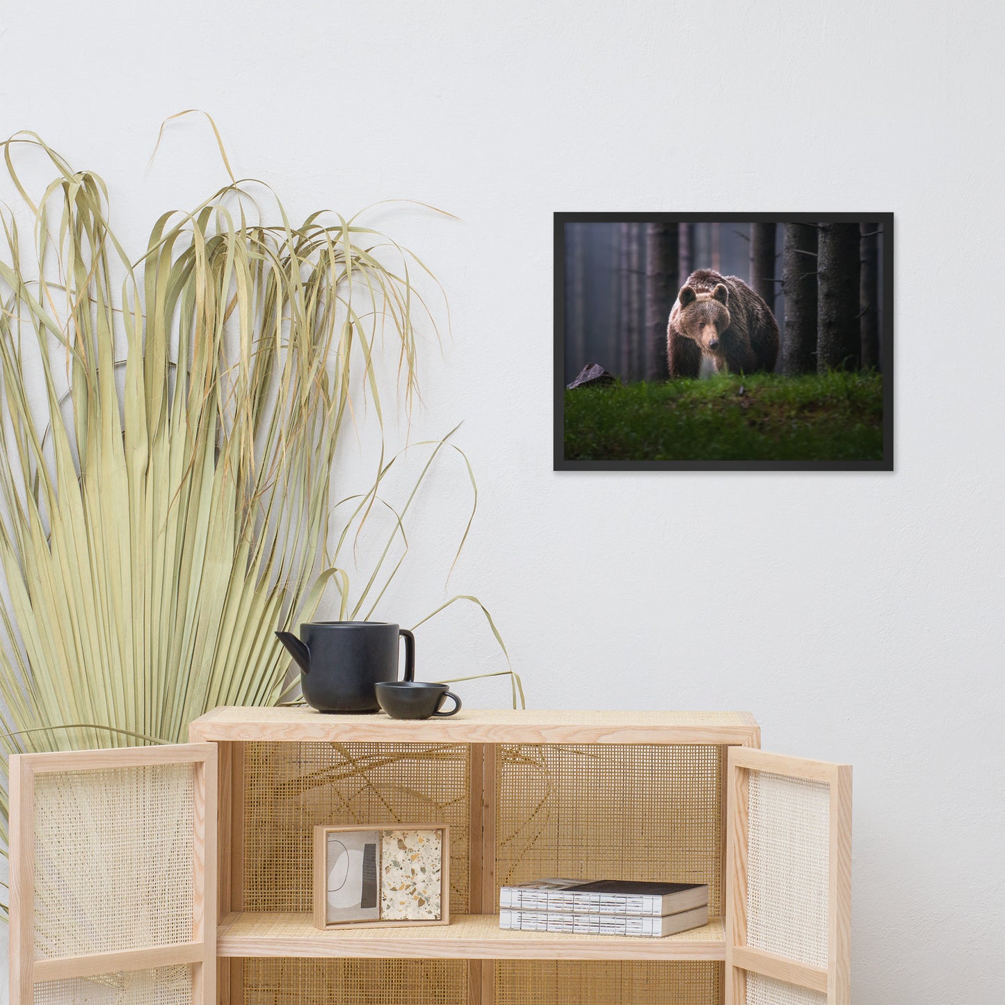 Brown Bear Walking Through Forest Wildlife Photo Framed Wall Art Prints