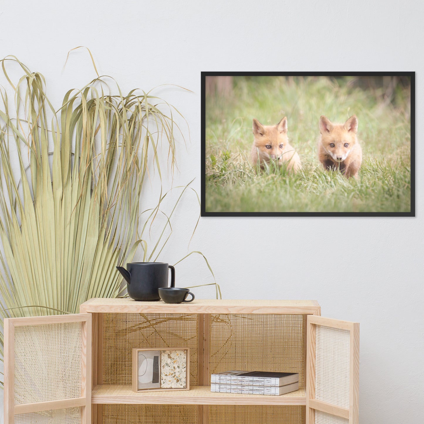 Baby Red Foxes Learning to Hunt Animal Wildlife Photograph Framed Wall Art Prints