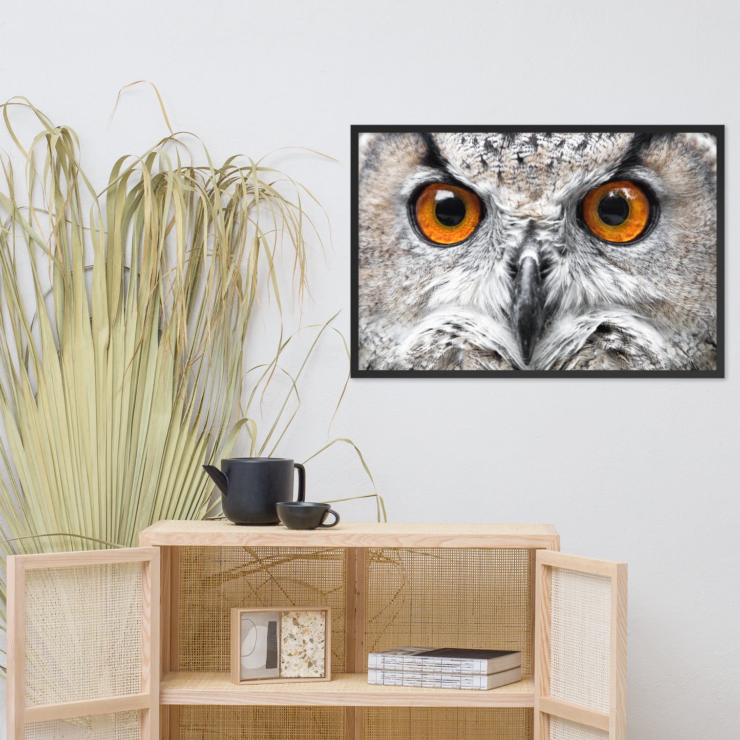 Close-up Yellow Owl Eyes Animal Wildlife Photograph Framed Wall Art Print