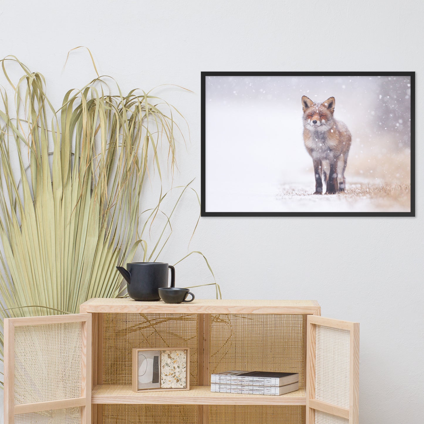 Happy Smiling Red Fox In The Snow Animal Wildlife Nature Photograph Framed Wall Art Prints