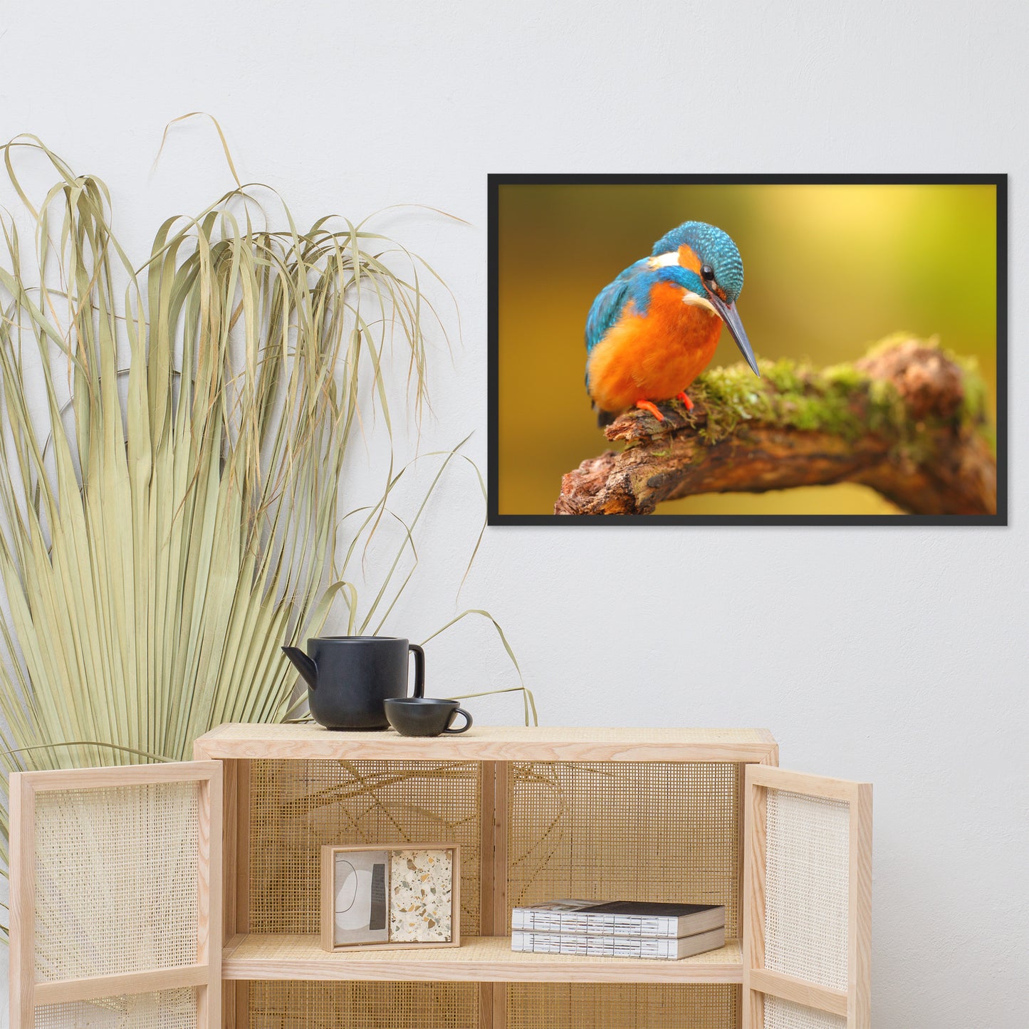 Kingfisher Bird on Perch 2 Animal Wildlife Photo Framed Wall Art Prints