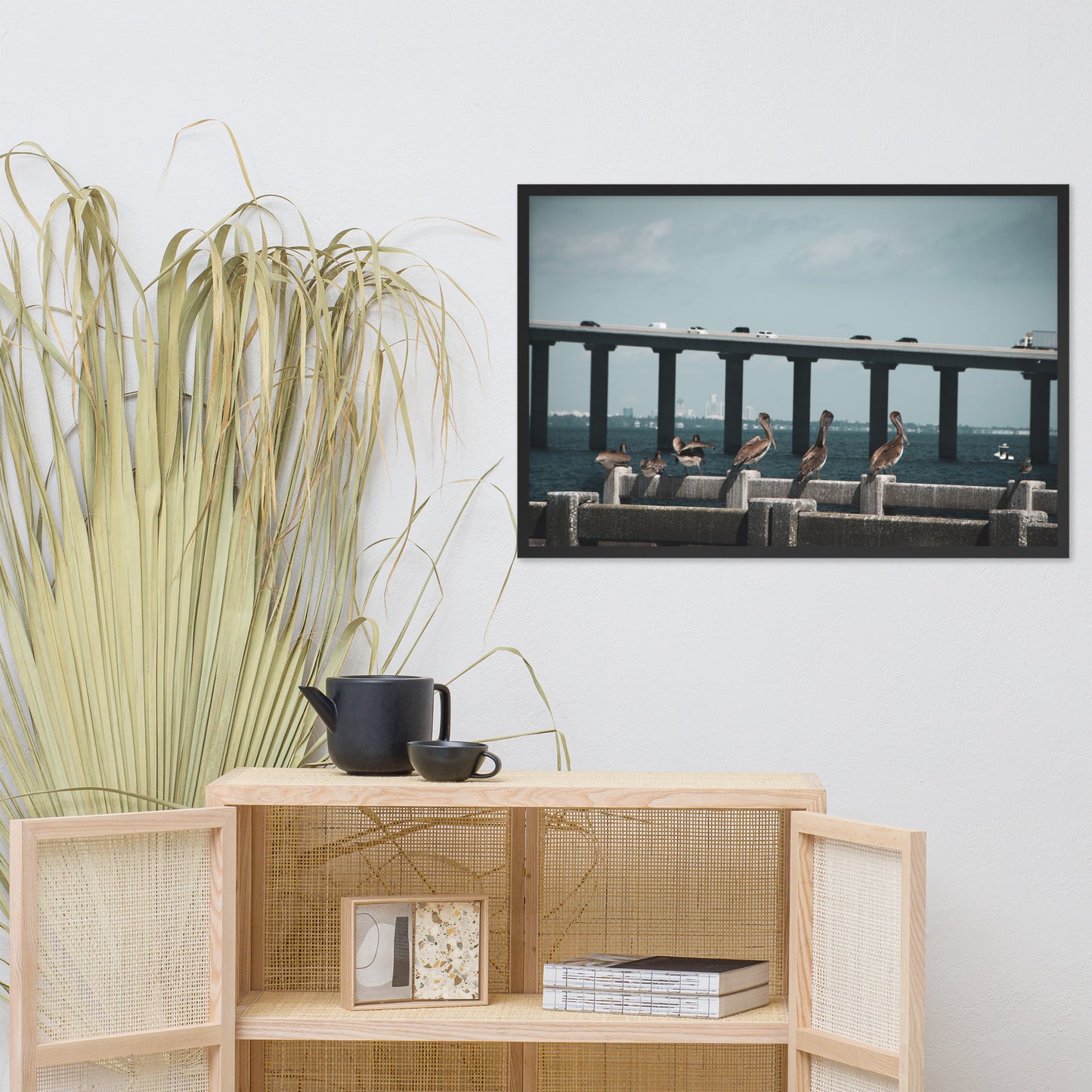 Skyway Bridge & Bob's Pelican Friends Wildlife Photo Framed Wall Art Prints