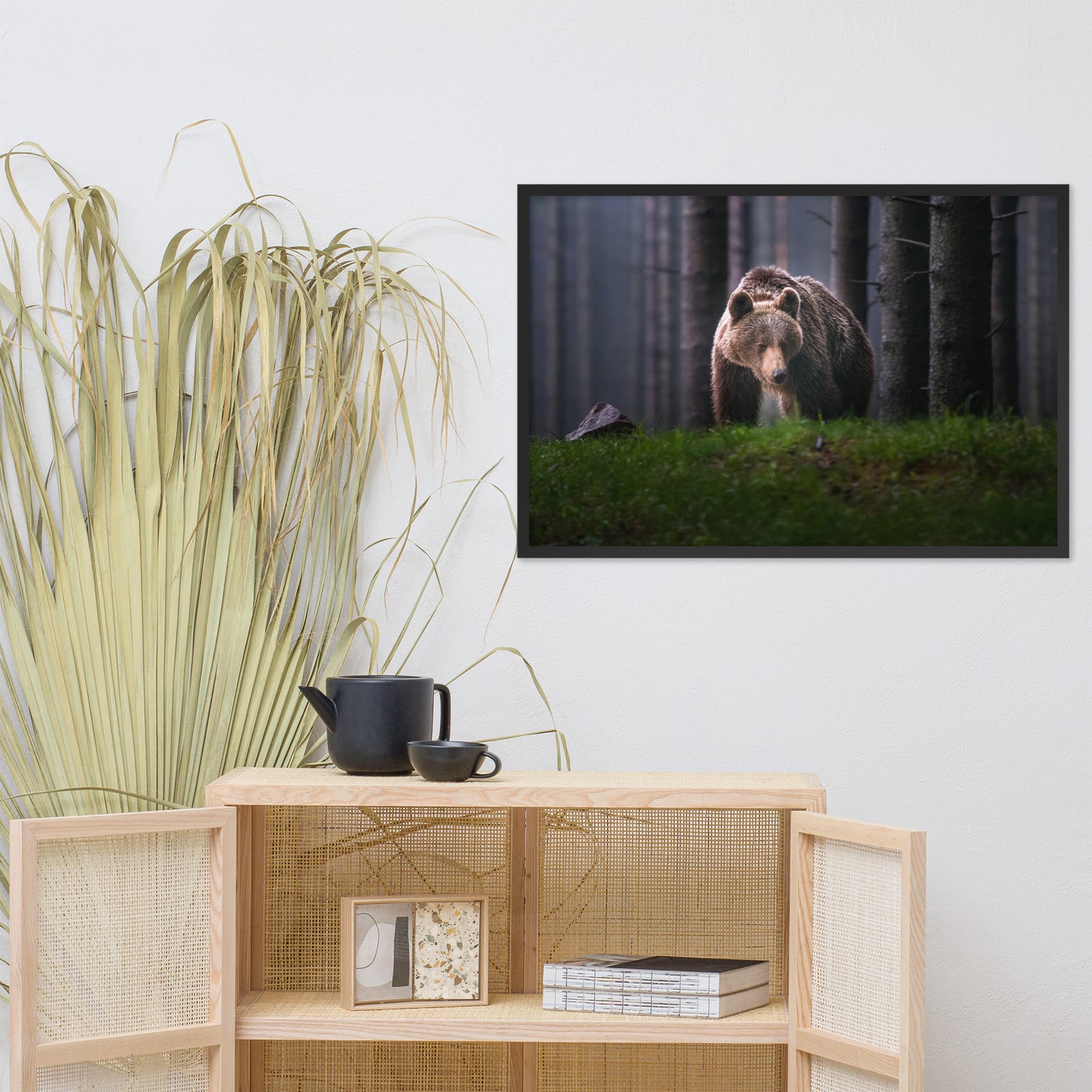 Brown Bear Walking Through Forest Wildlife Photo Framed Wall Art Prints