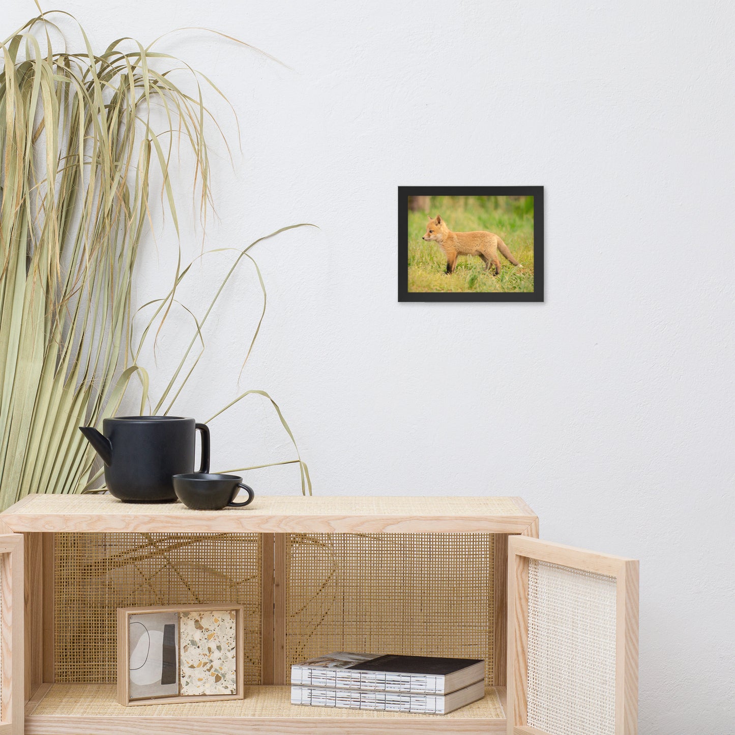 Newborn Wall Art: Baby Fox Pup In Meadow/ Animal / Wildlife / Nature Photographic Artwork - Framed Artwork - Wall Decor