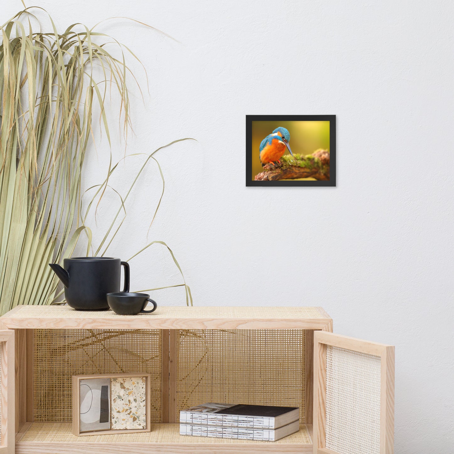 Kingfisher Bird on Perch 2 Animal Wildlife Photo Framed Wall Art Prints