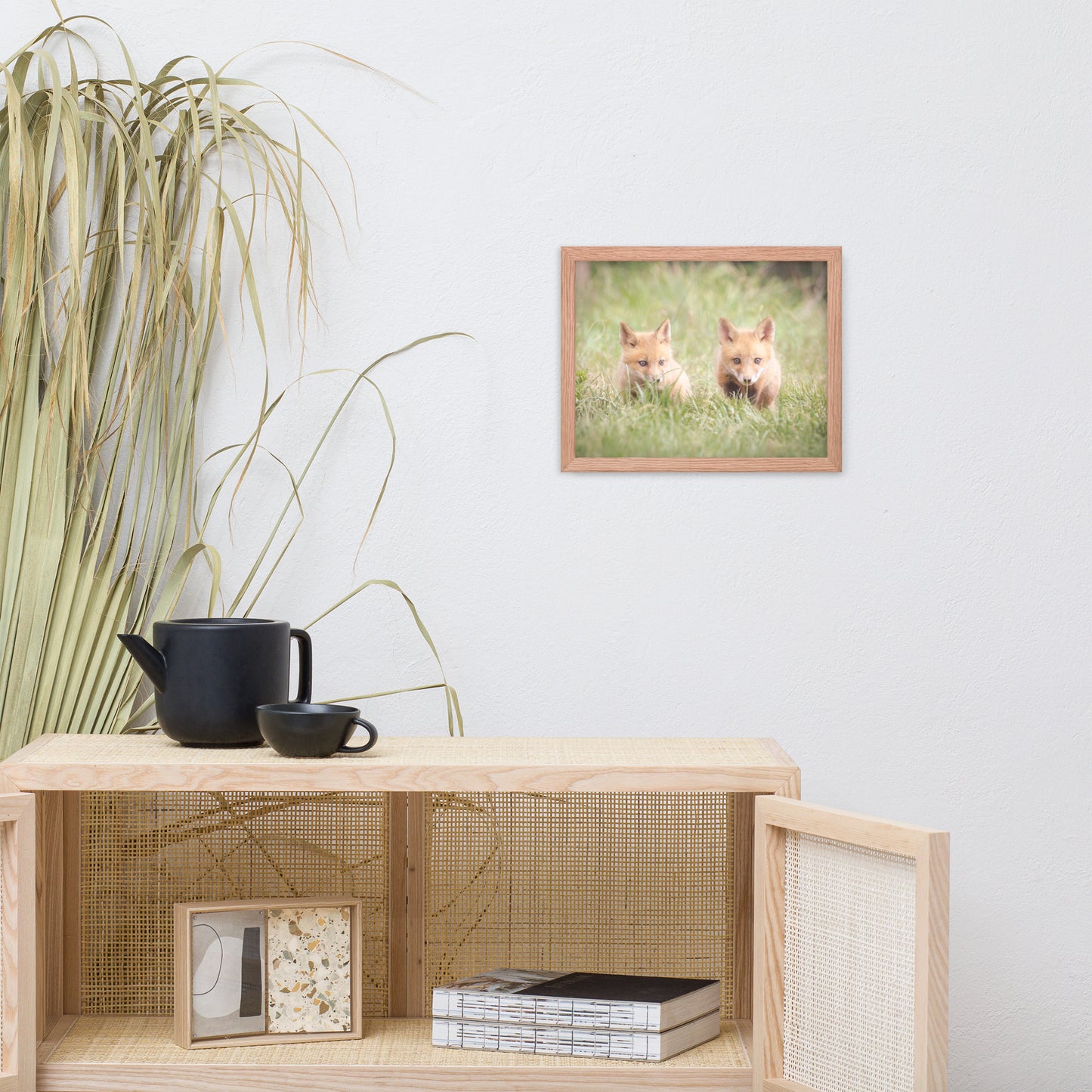 Baby Red Foxes Learning to Hunt Animal Wildlife Photograph Framed Wall Art Prints