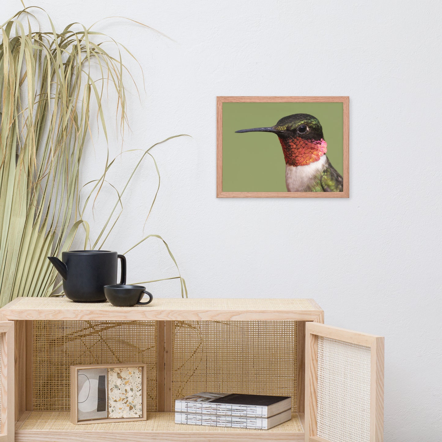 Close-up Ruby-throated Hummingbird Animal Wildlife Photograph Framed Wall Art Prints
