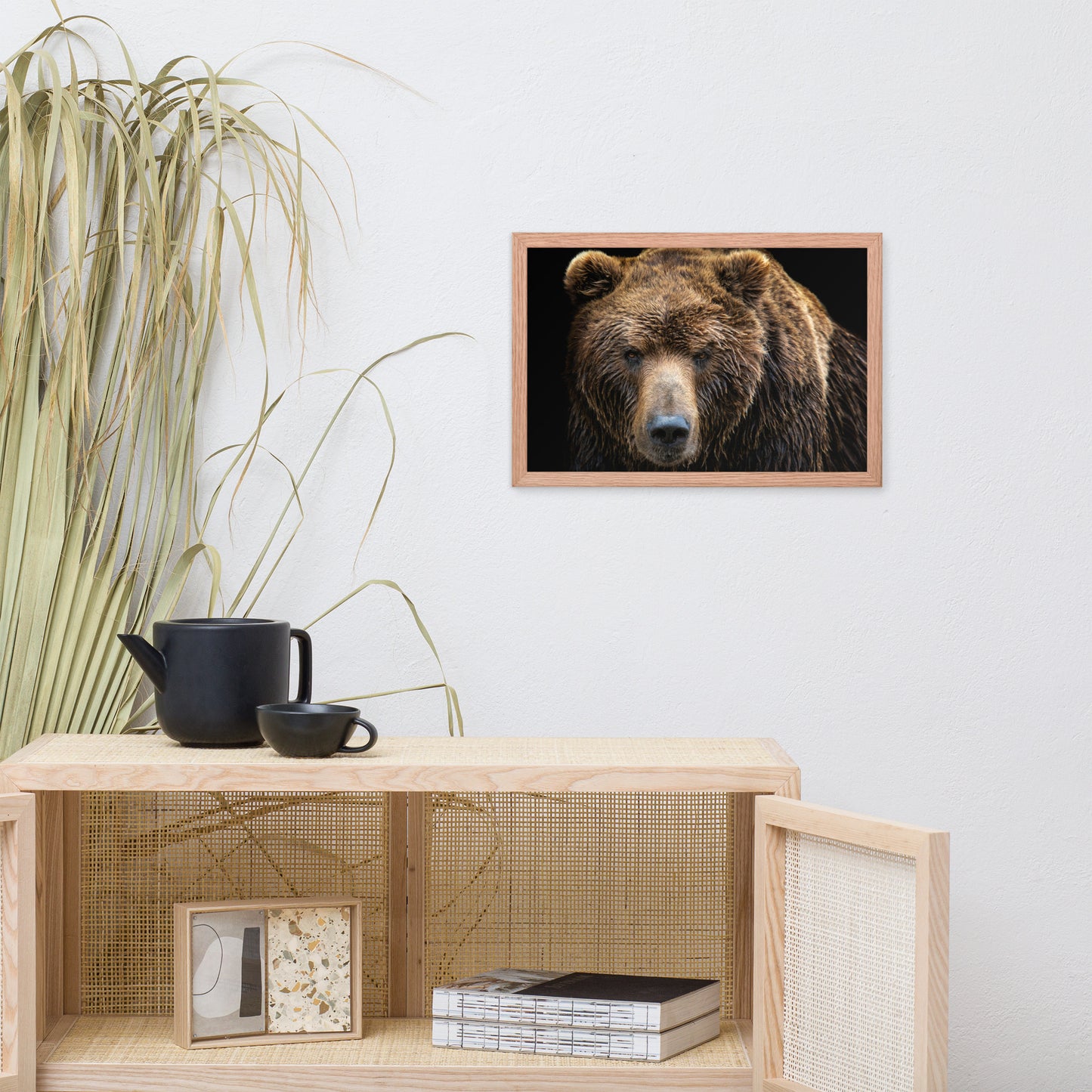 Brown Bear Face Close-up Animal Wildlife Photograph Framed Wall Art Print