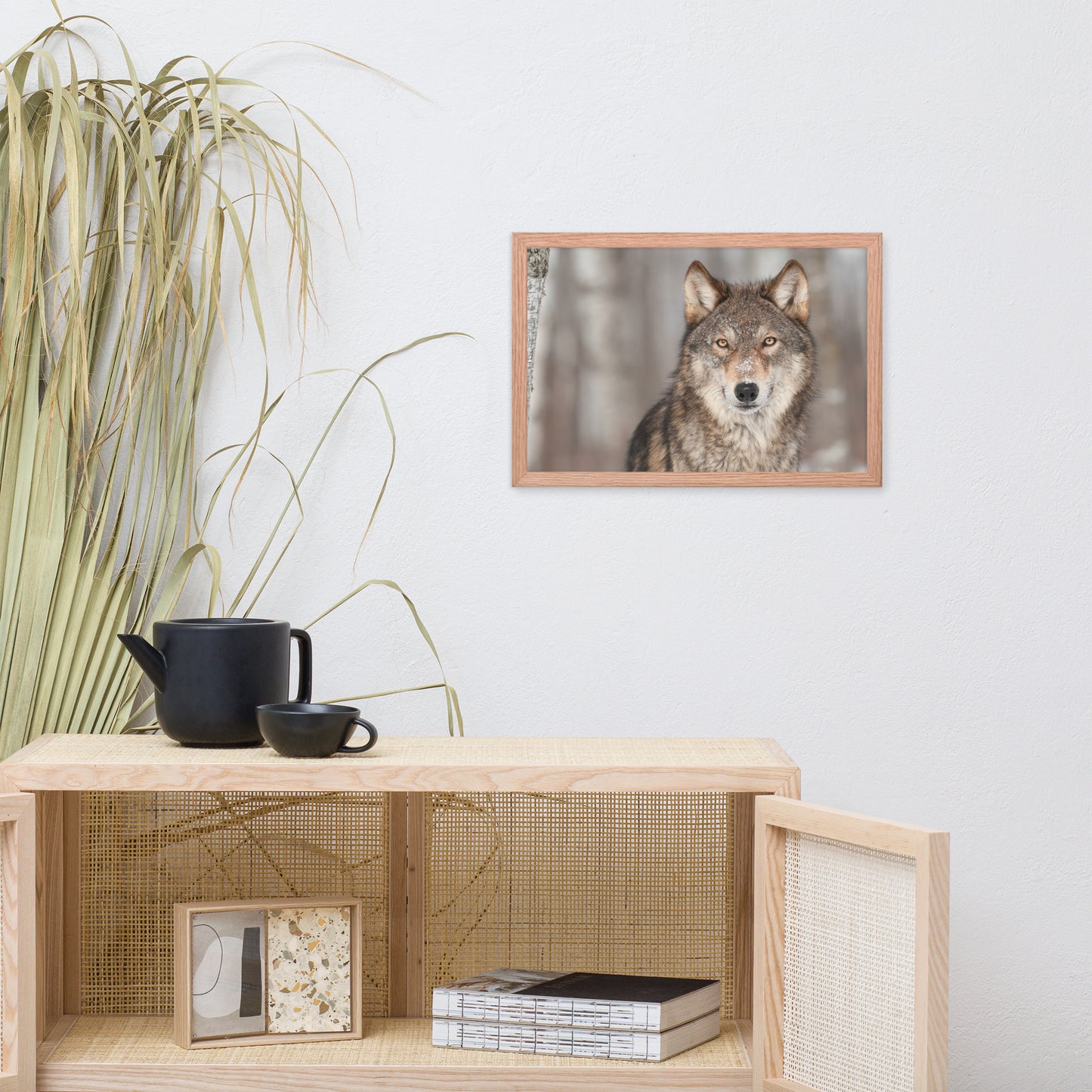 Portrait of Gray Wolf In The Forest Animal Wildlife Nature Photograph Framed Wall Art Prints