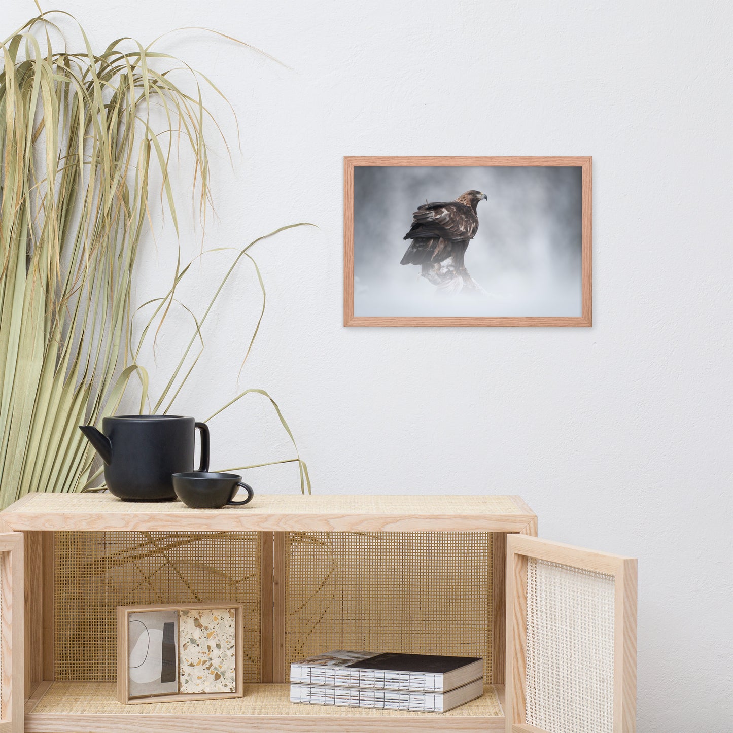The Victor - Golden Eagle with Prey In The Mist Animal Wildlife Photograph Framed Wall Art Prints