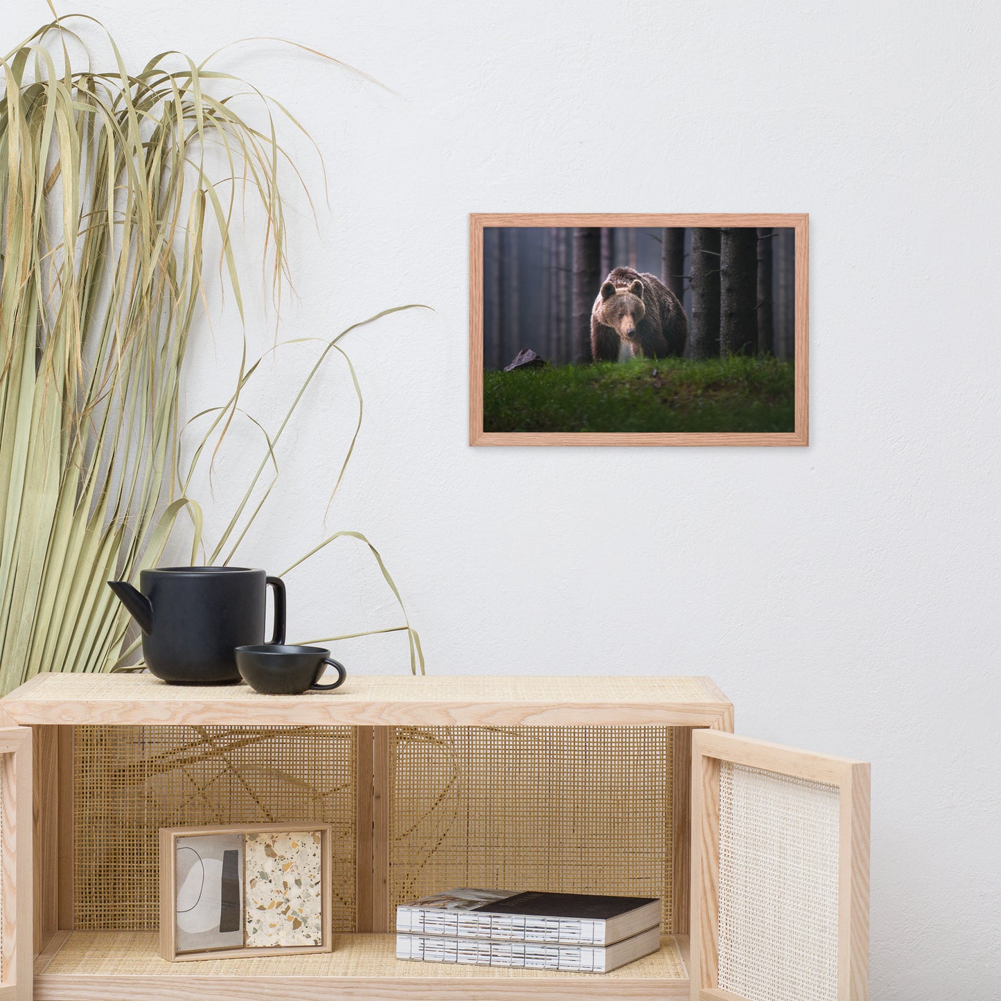 Brown Bear Walking Through Forest Wildlife Photo Framed Wall Art Prints
