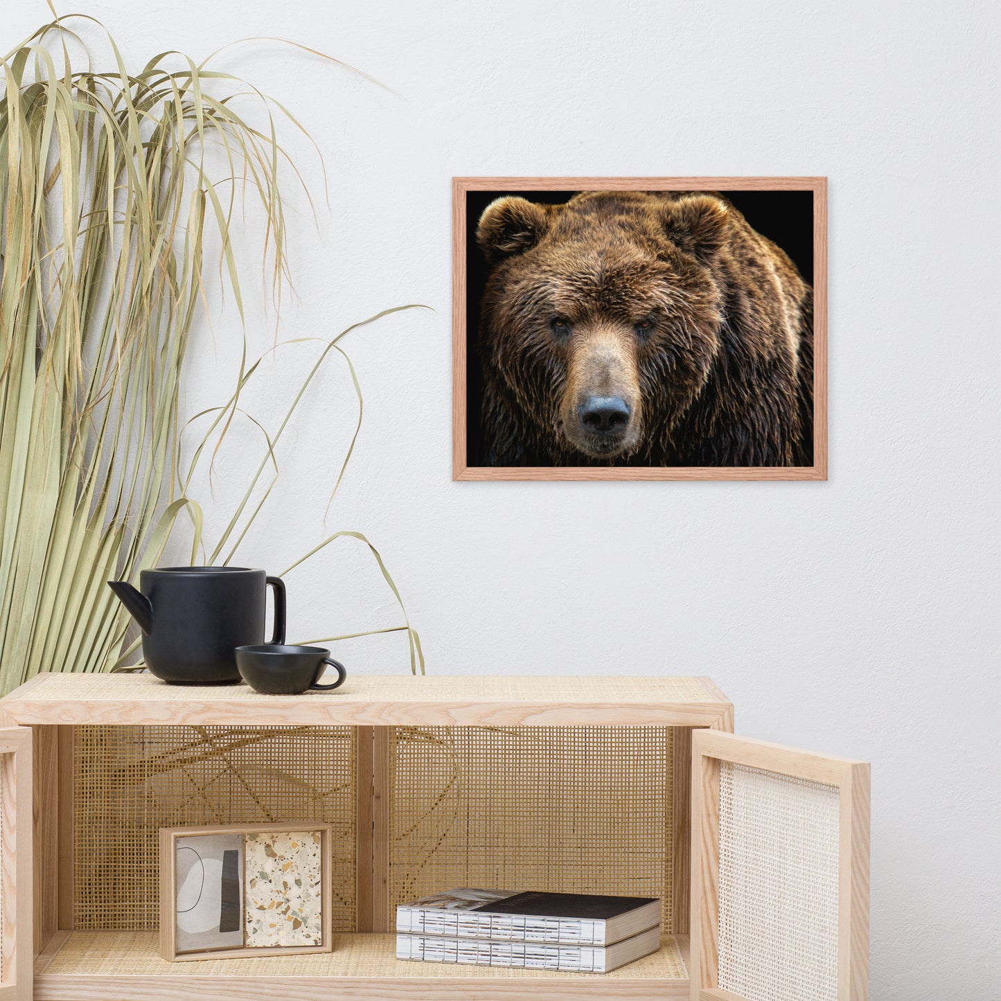 Brown Bear Face Close-up Animal Wildlife Photograph Framed Wall Art Print