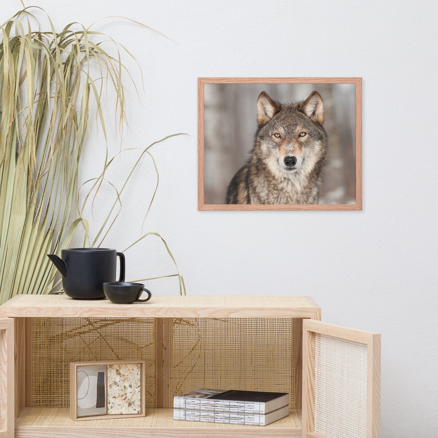 Portrait of Gray Wolf In The Forest Animal Wildlife Nature Photograph Framed Wall Art Prints
