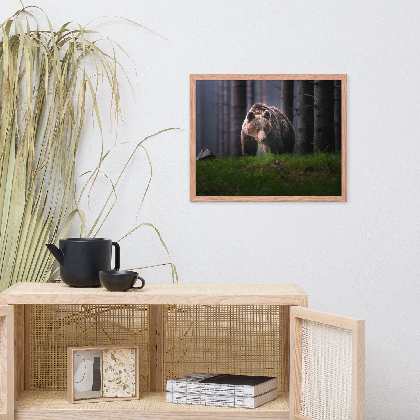 Brown Bear Walking Through Forest Wildlife Photo Framed Wall Art Prints