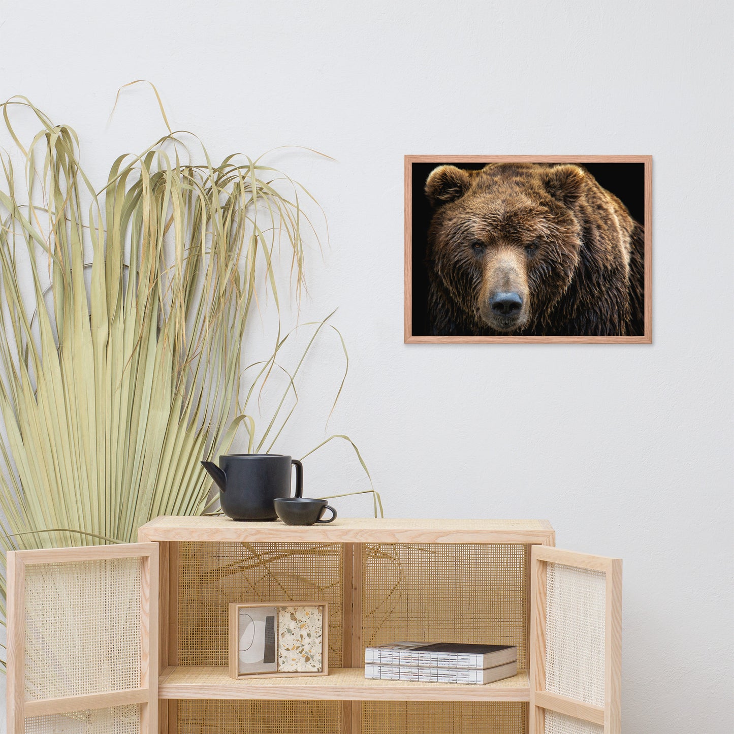Brown Bear Face Close-up Animal Wildlife Photograph Framed Wall Art Print