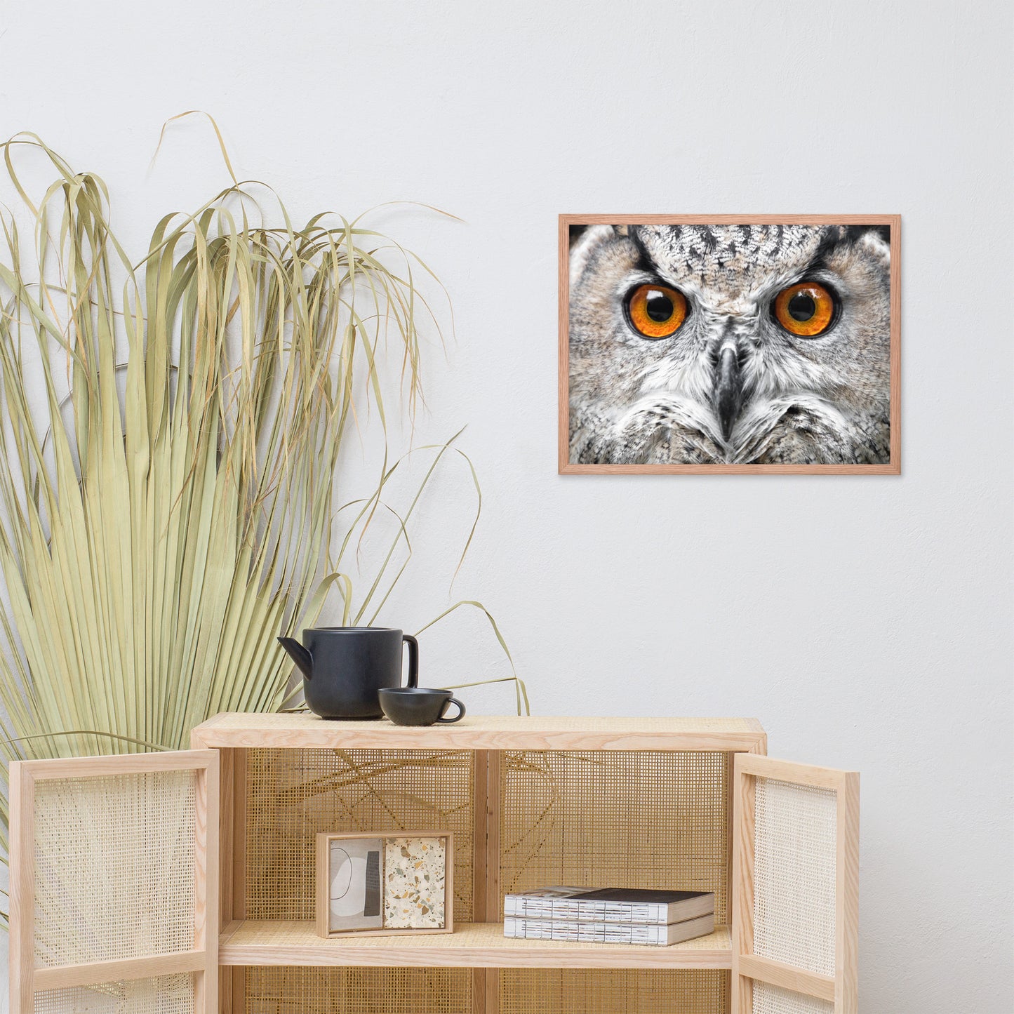 Close-up Yellow Owl Eyes Animal Wildlife Photograph Framed Wall Art Print