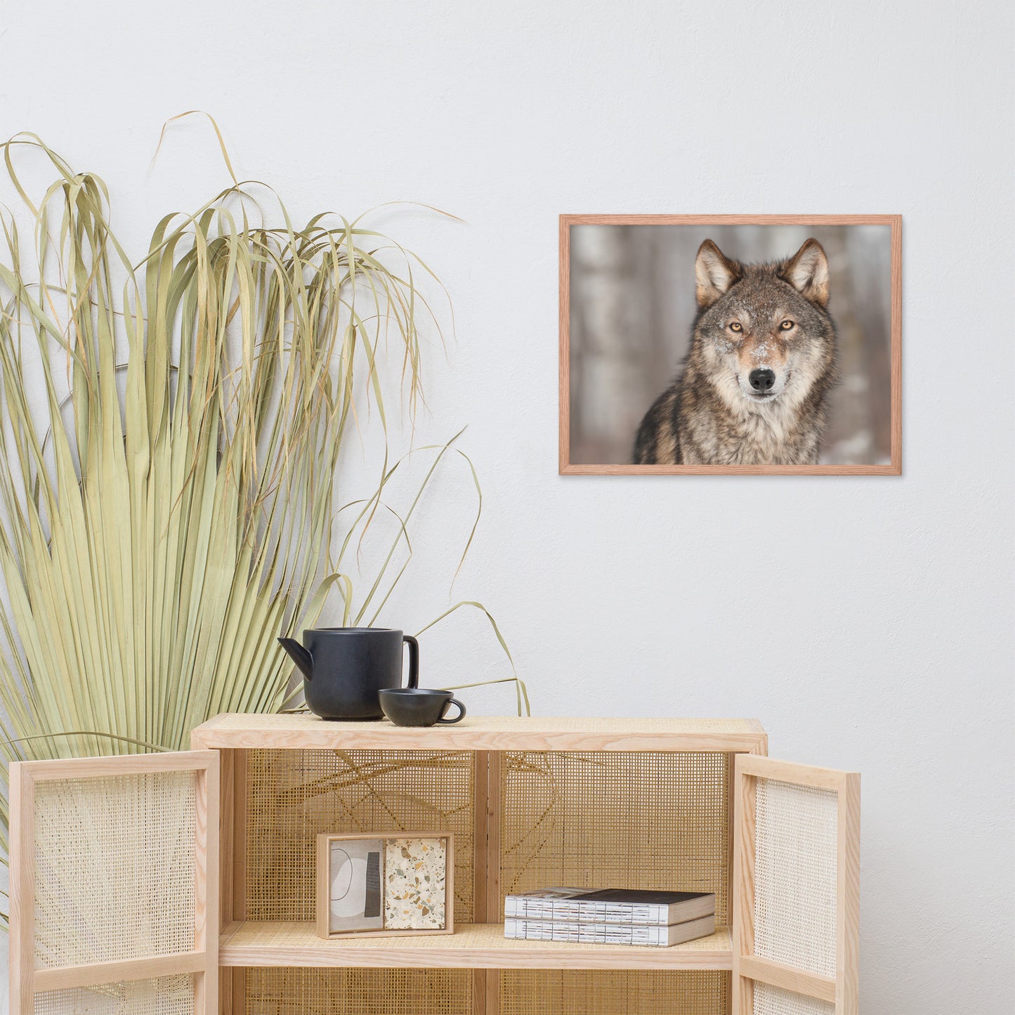Portrait of Gray Wolf In The Forest Animal Wildlife Nature Photograph Framed Wall Art Prints